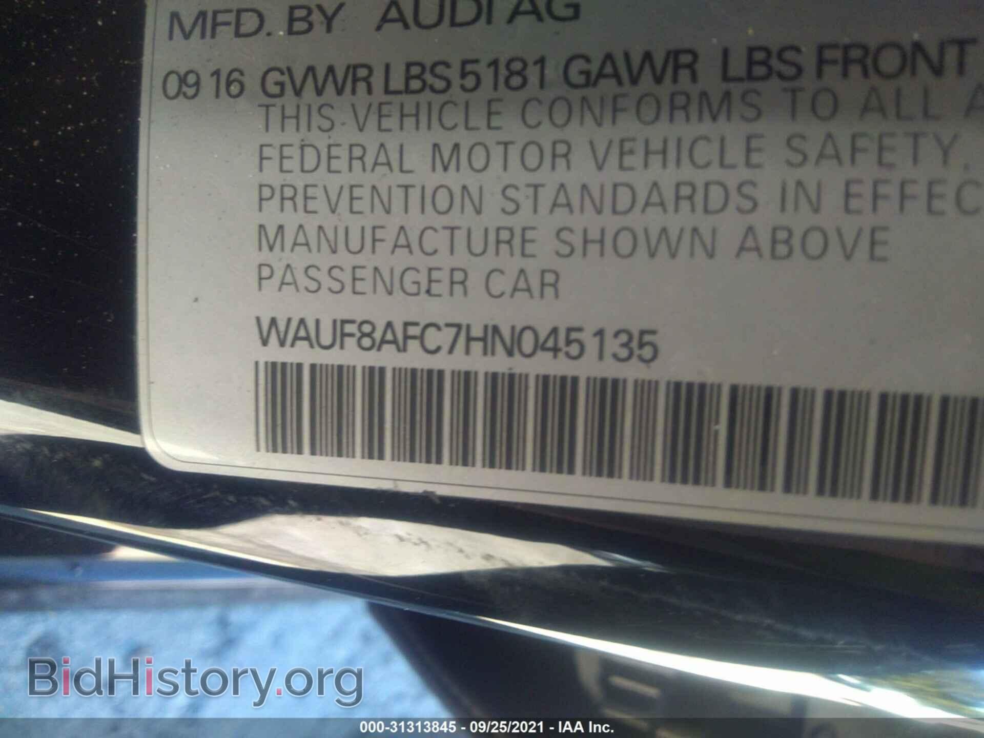 2017 AUDI A6 - VIN: WAUF8AFC7HN045135 - Фото 9