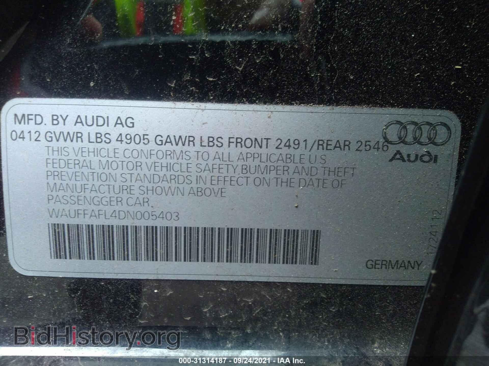 2013 AUDI A4 - VIN: WAUFFAFL4DN005403 - Фото 9