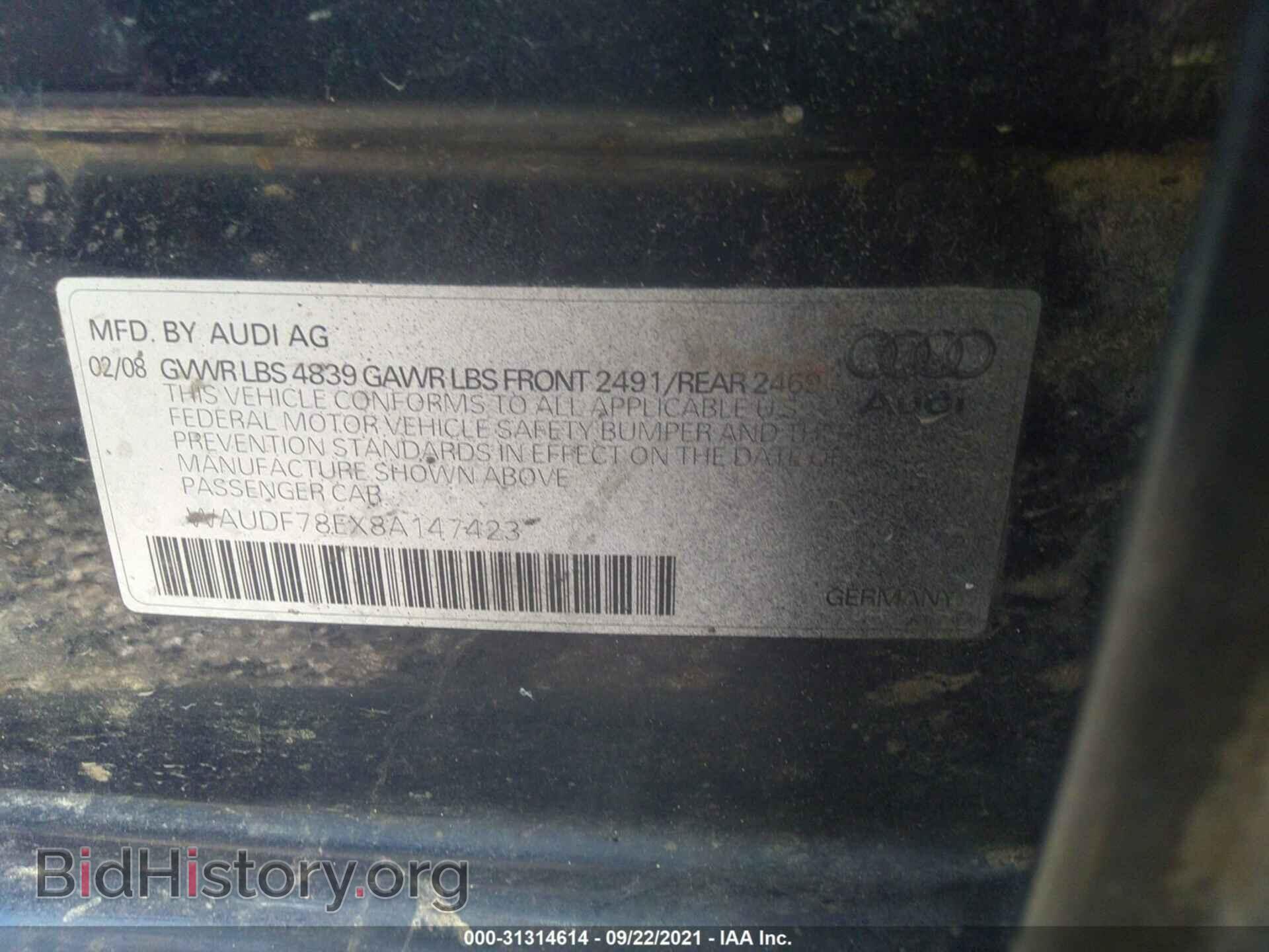 2008 AUDI A4 - VIN: WAUDF78EX8A147423 - Фото 9