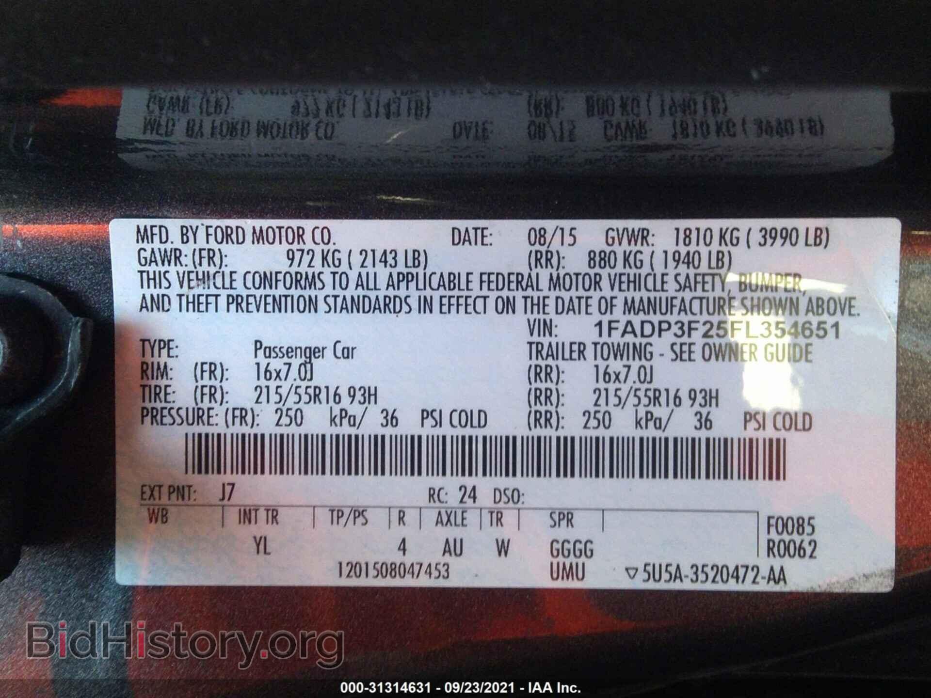 2015 FORD FOCUS - VIN: 1FADP3F25FL354651 - Фото 9