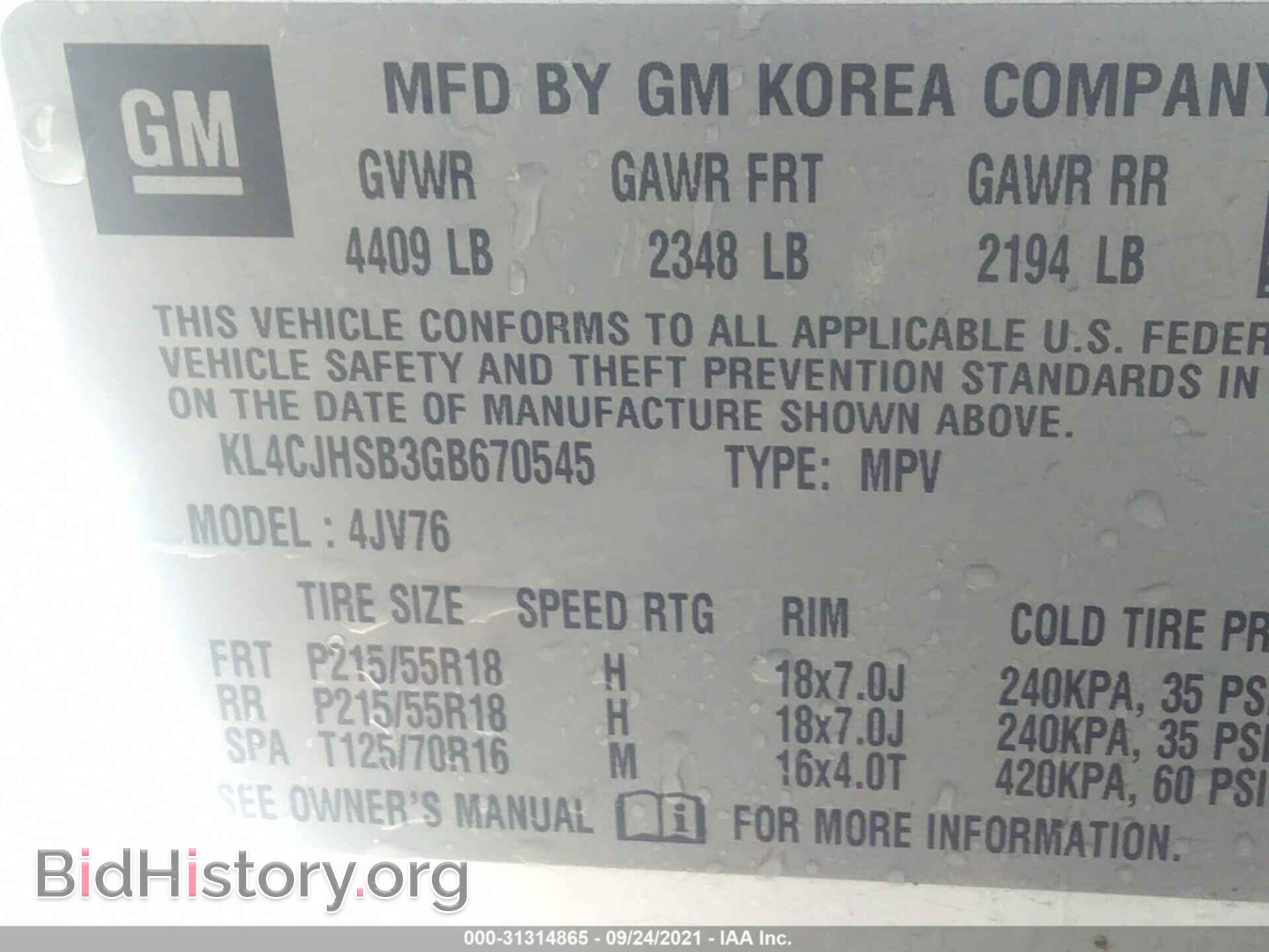 2016 BUICK ENCORE - VIN: KL4CJHSB3GB670545 - Photo 9