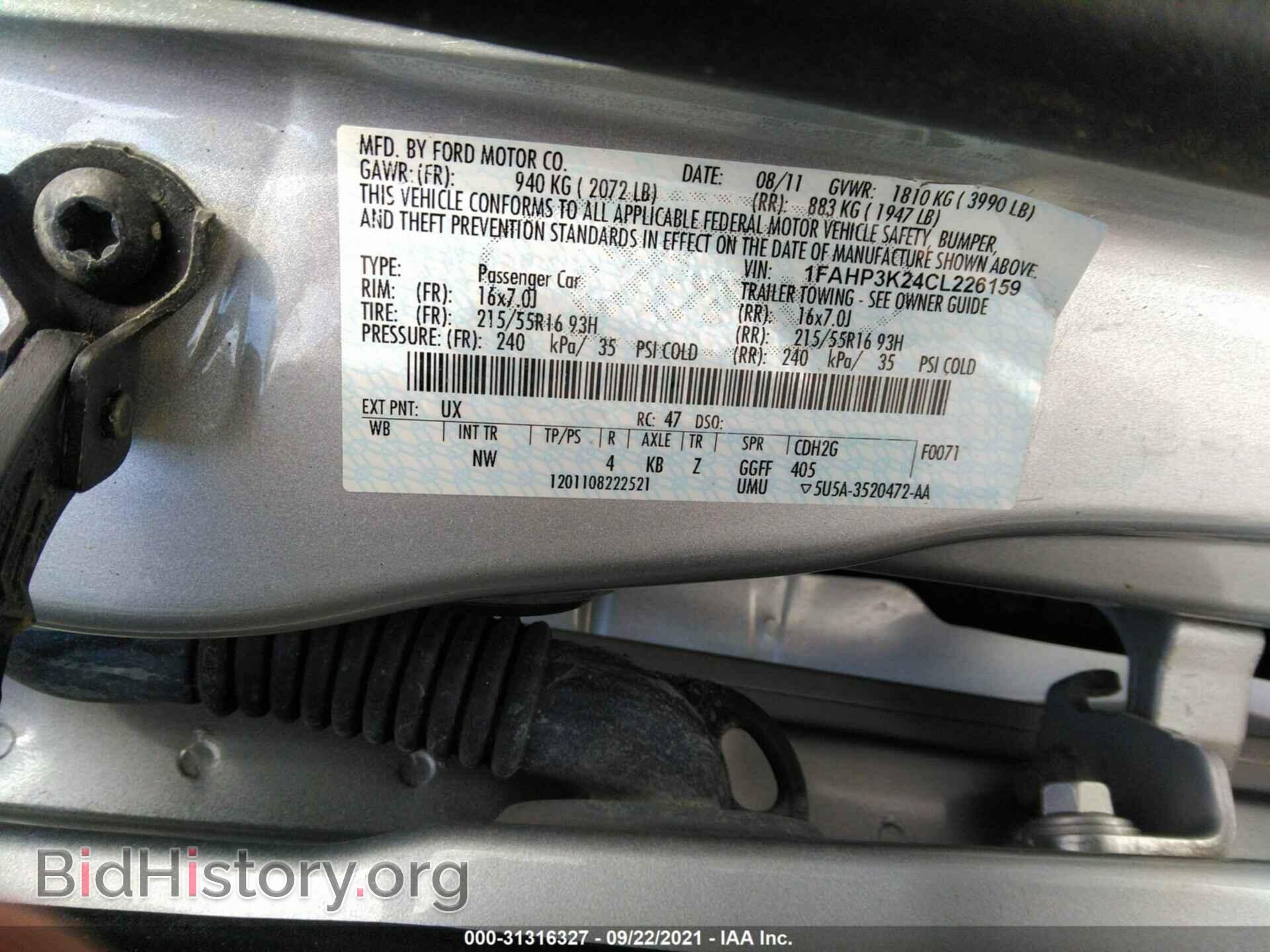2012 FORD FOCUS - VIN: 1FAHP3K24CL226159 - Фото 9