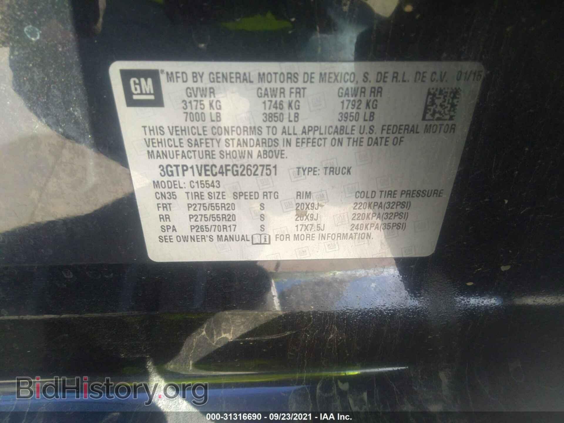 2015 GMC SIERRA 1500 - VIN: 3GTP1VEC4FG262751 - Photo 9