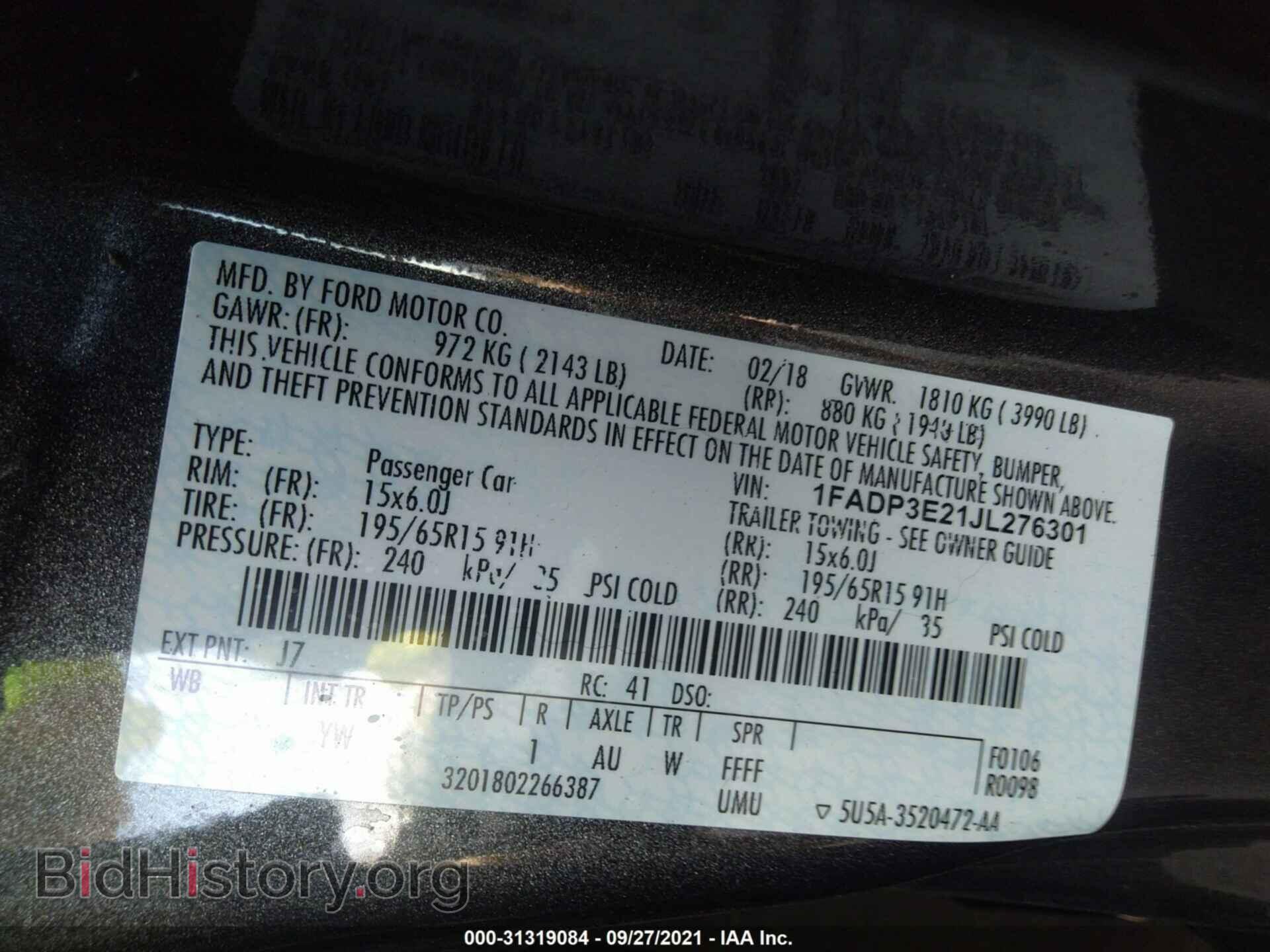 2018 FORD FOCUS - VIN: 1FADP3E21JL276301 - Фото 9