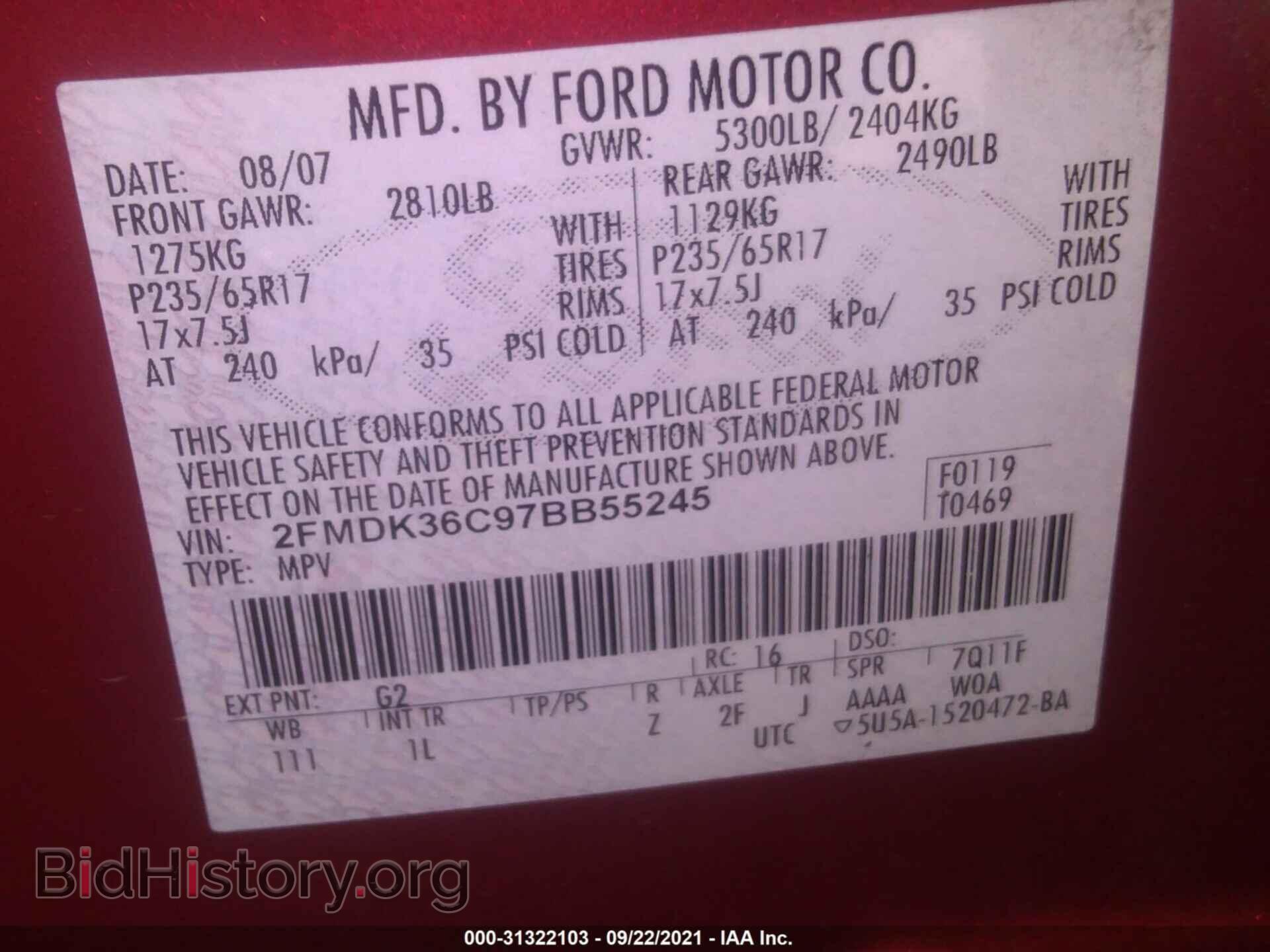 2007 FORD EDGE - VIN: 2FMDK36C97BB55245 - Photo 9