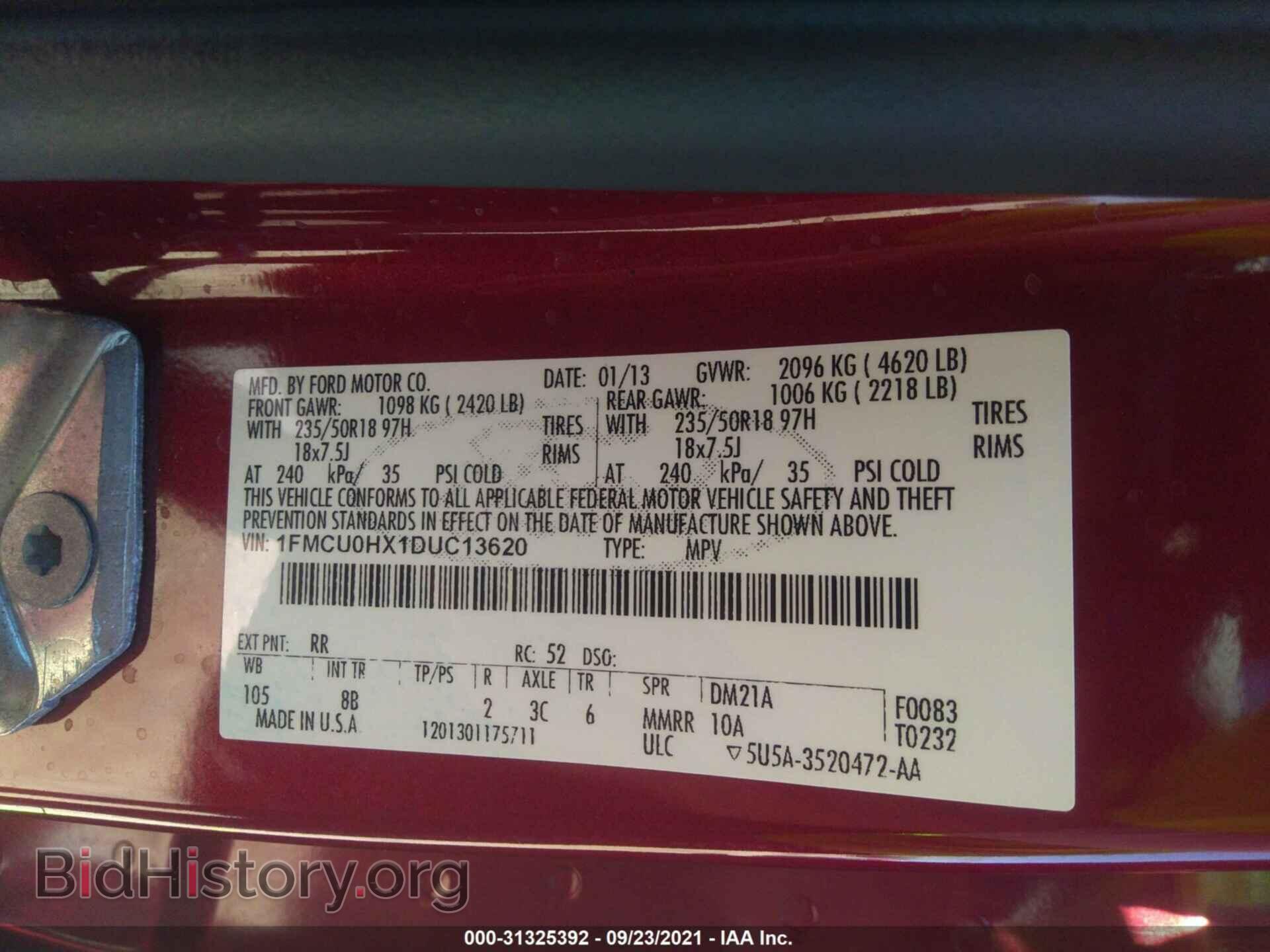 2013 FORD ESCAPE - VIN: 1FMCU0HX1DUC13620 - Photo 9