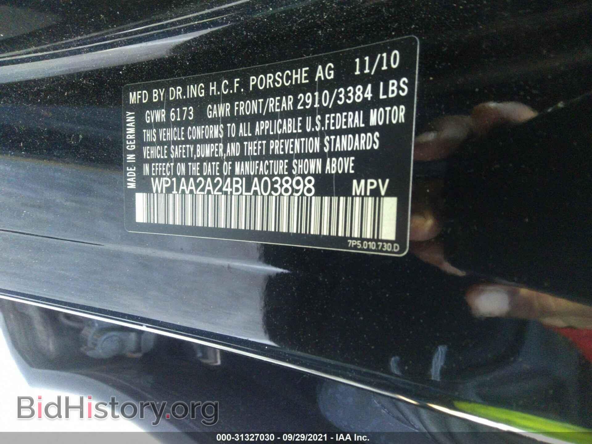 2011 PORSCHE CAYENNE - VIN: WP1AA2A24BLA03898 - Фото 9