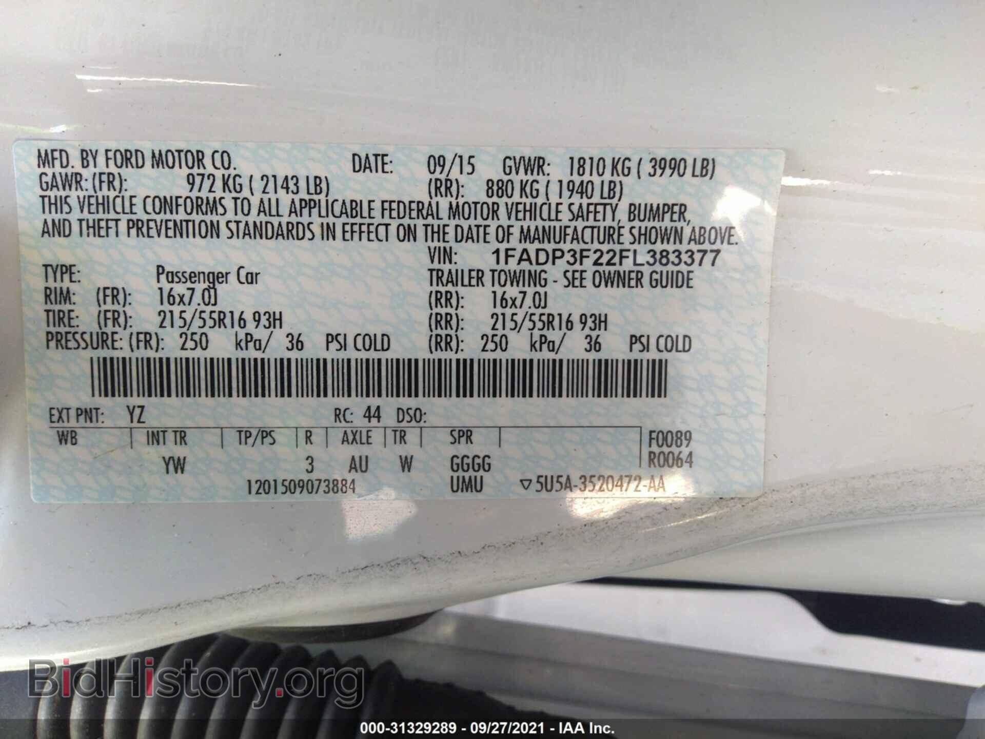 2015 FORD FOCUS - VIN: 1FADP3F22FL383377 - Фото 9