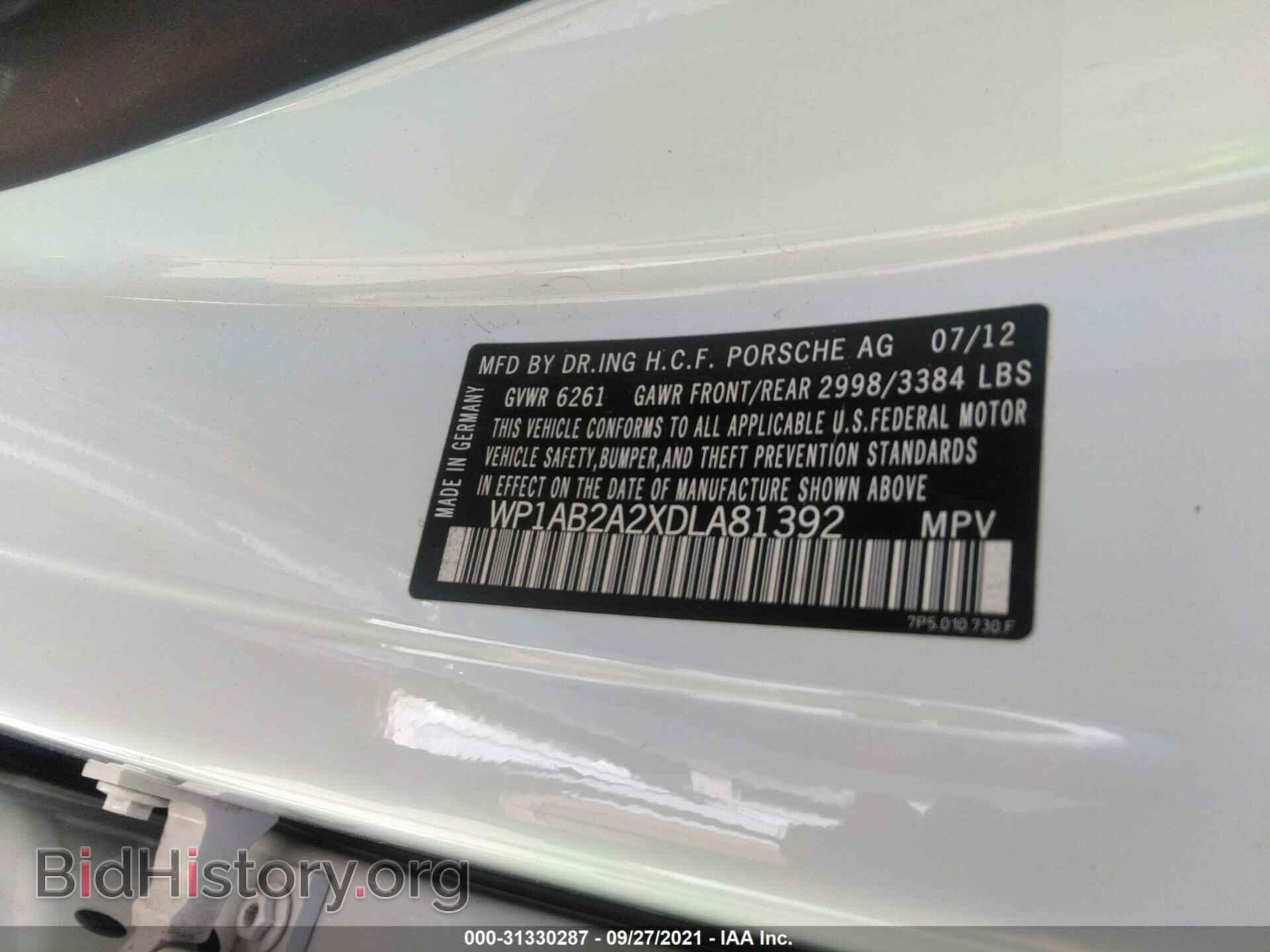 2013 PORSCHE CAYENNE - VIN: WP1AB2A2XDLA81392 - Фото 9