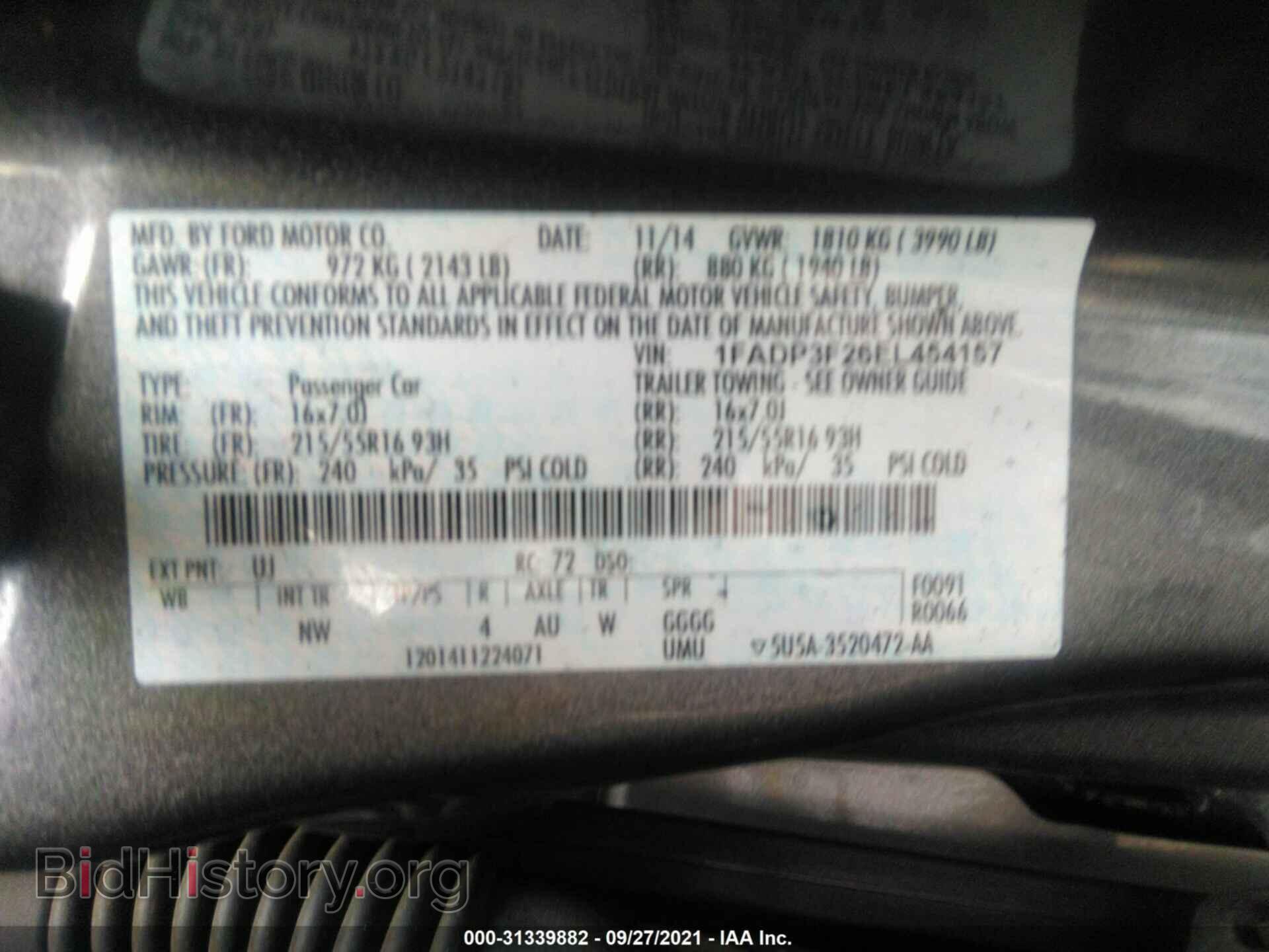 2014 FORD FOCUS - VIN: 1FADP3F26EL454157 - Фото 9