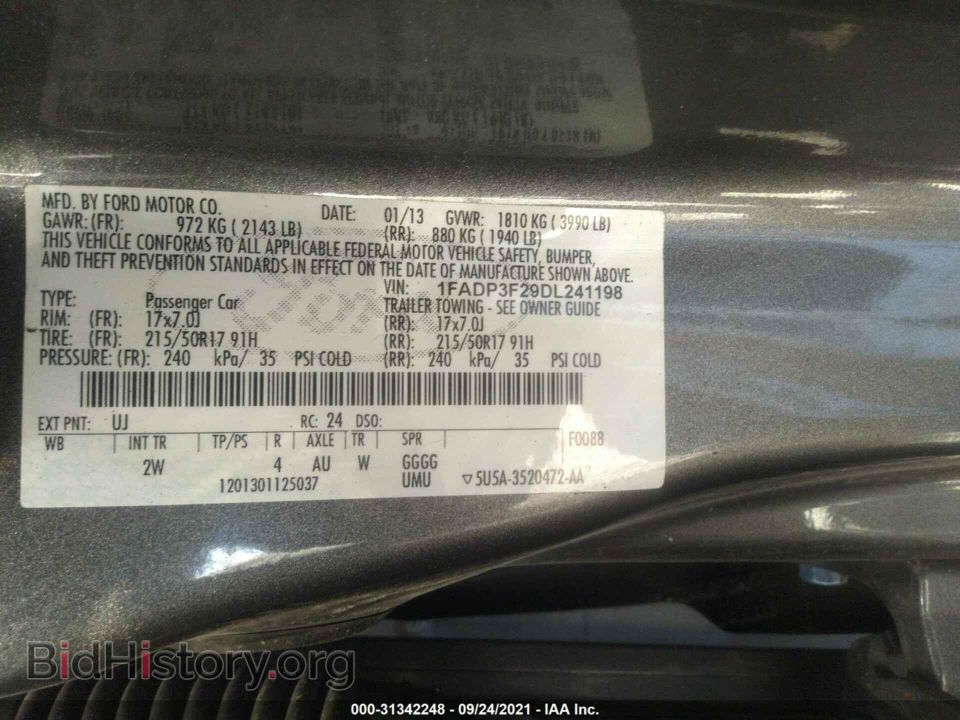 2013 FORD FOCUS - VIN: 1FADP3F29DL241198 - Фото 9