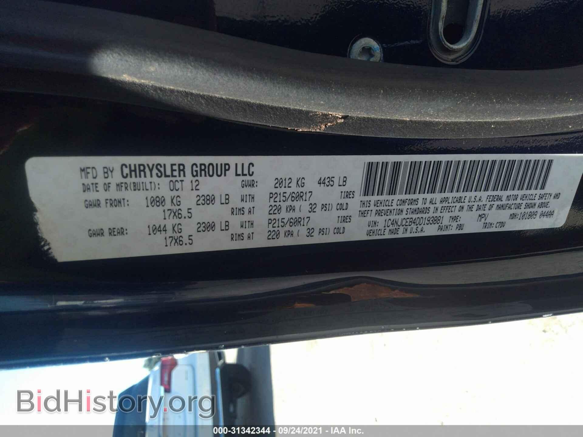 2013 JEEP COMPASS - VIN: 1C4NJCEB4DD193881 - Фото 9