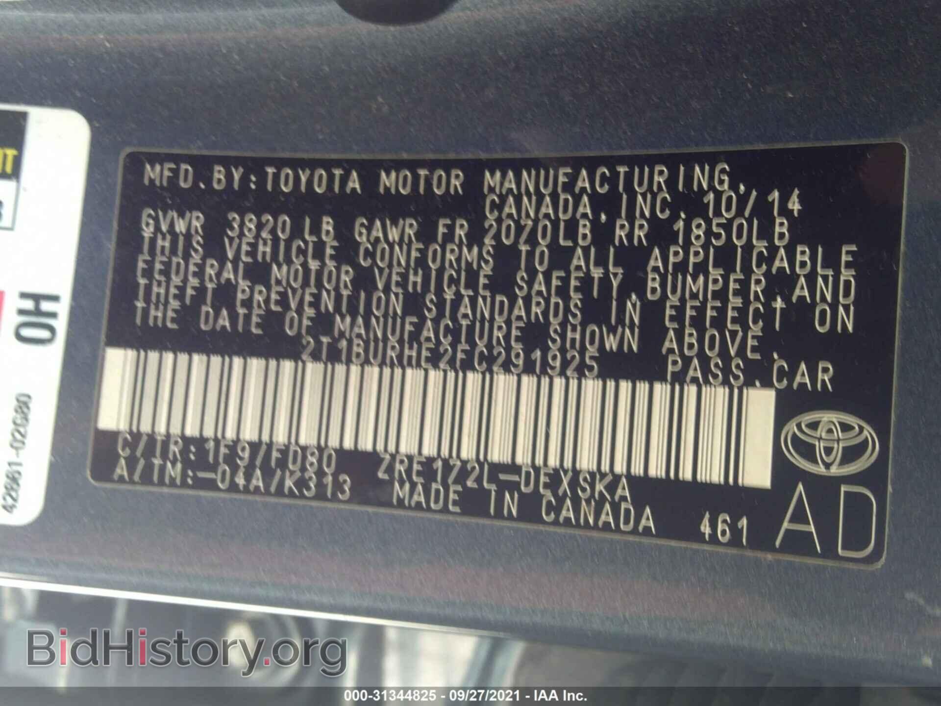 2015 TOYOTA COROLLA - VIN: 2T1BURHE2FC291925 - Фото 9