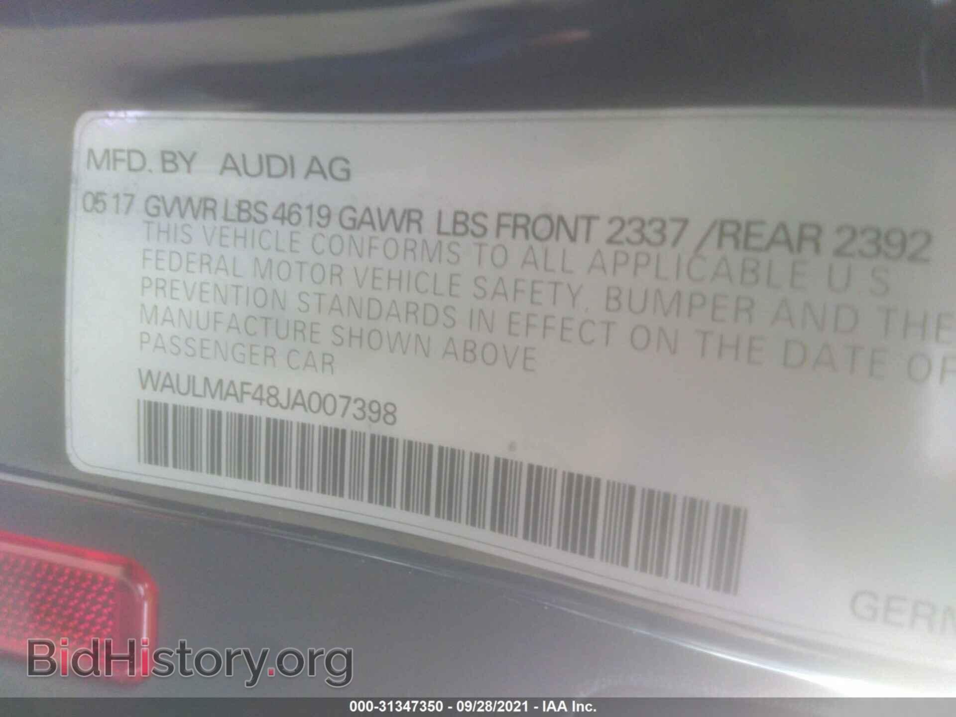 2018 AUDI A4 - VIN: WAULMAF48JA007398 - Фото 9