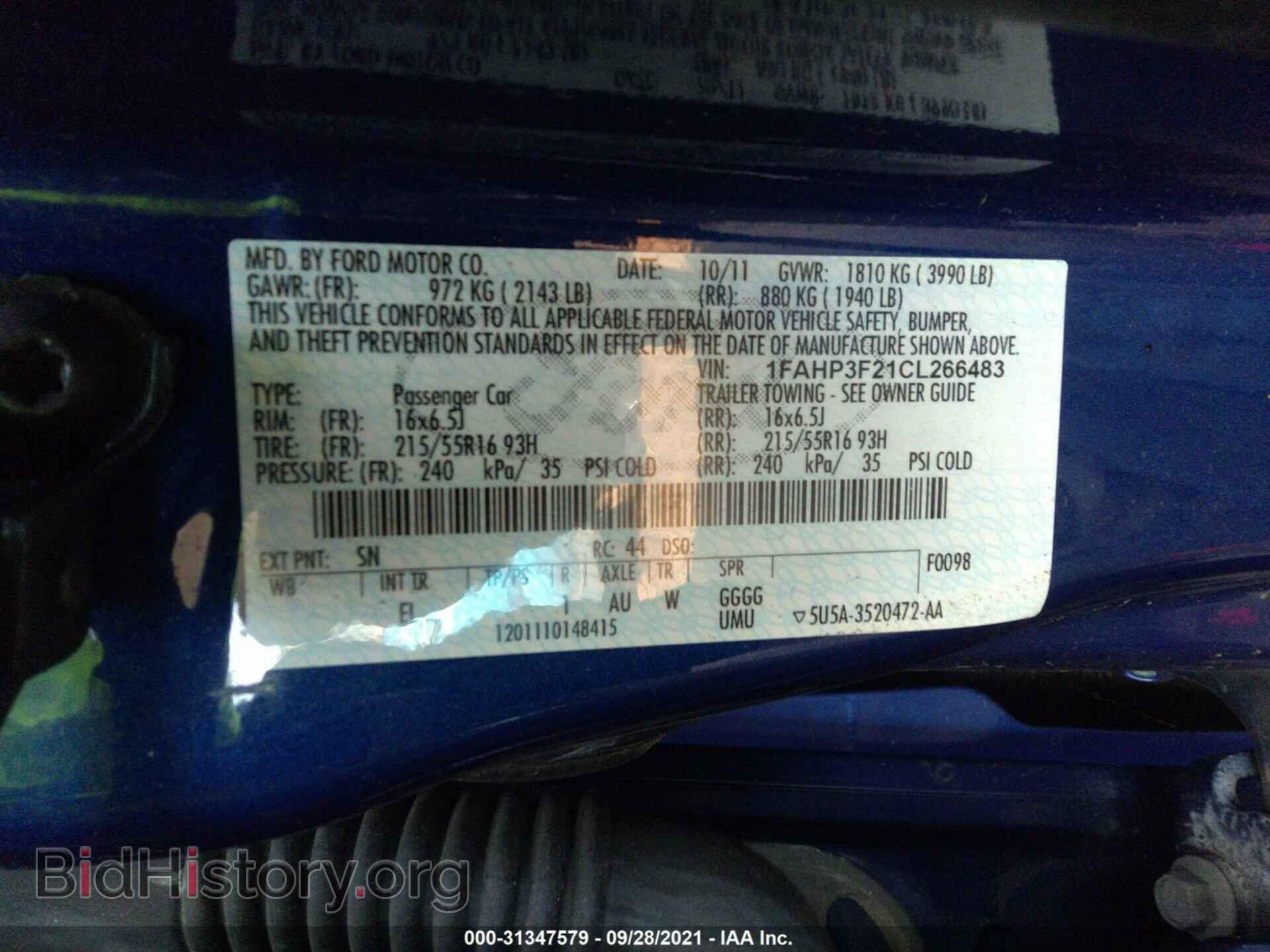 2012 FORD FOCUS - VIN: 1FAHP3F21CL266483 - Фото 9