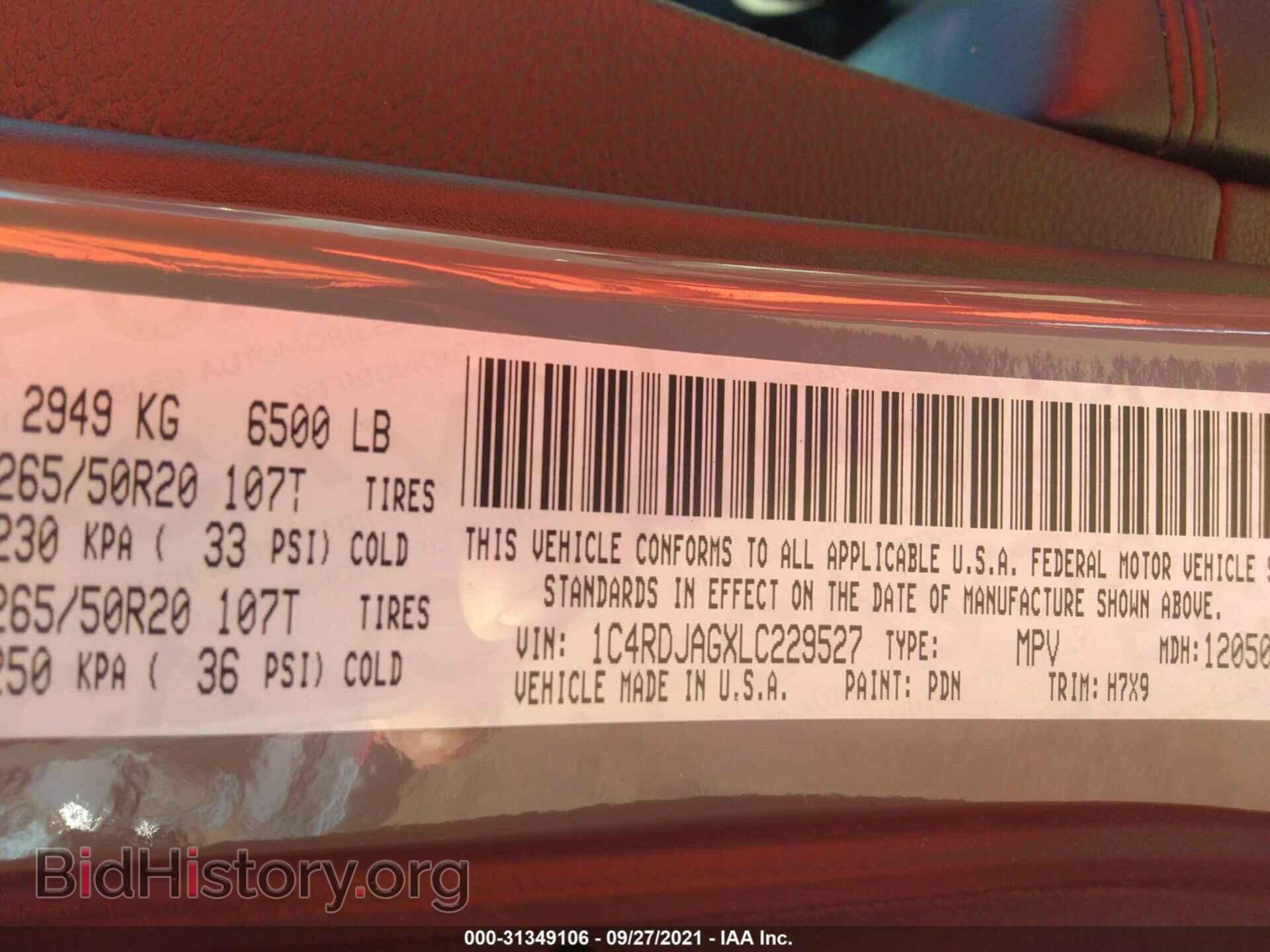 2020 DODGE DURANGO - VIN: 1C4RDJAGXLC229527 - Photo 9