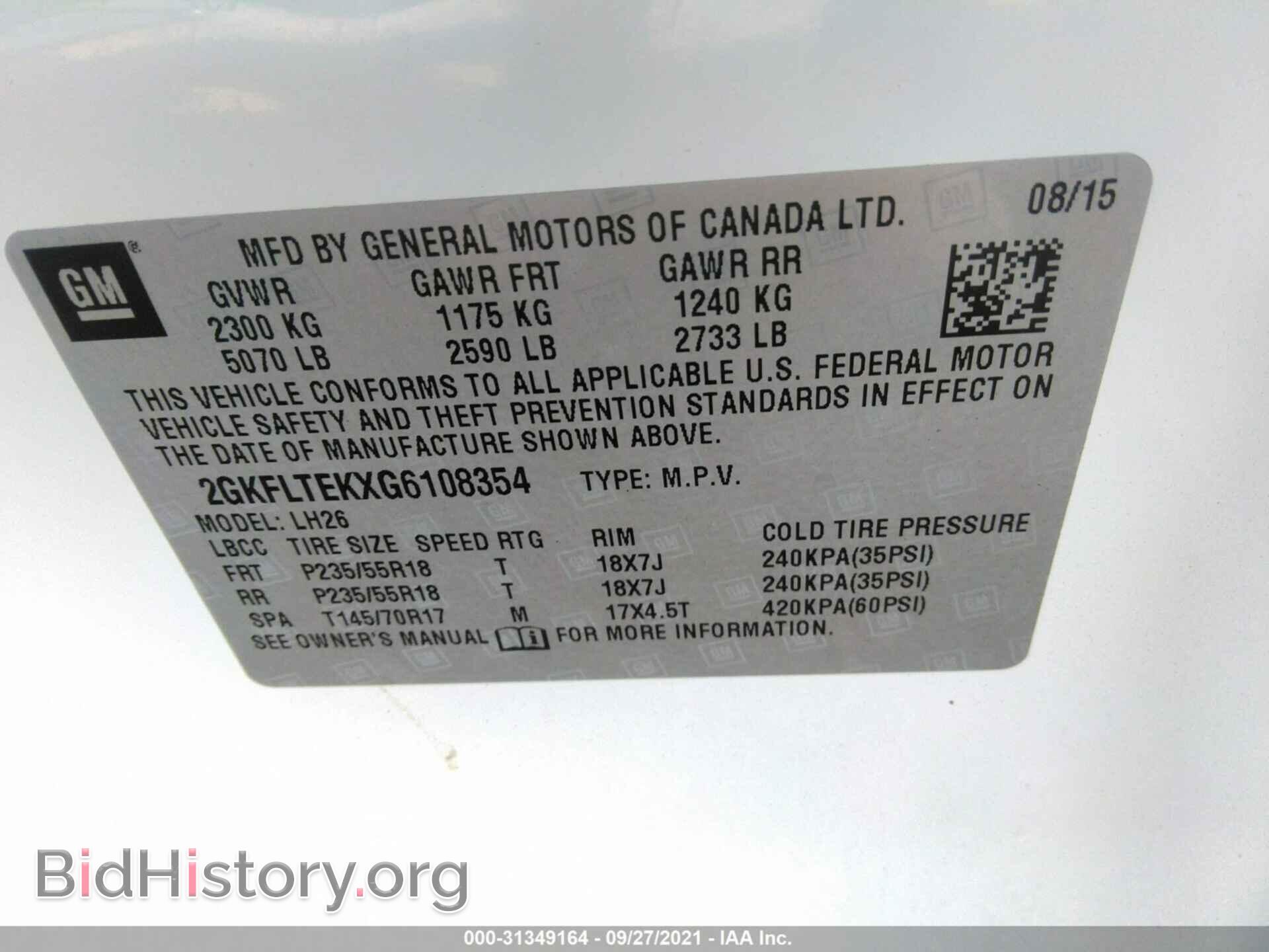 2016 GMC TERRAIN - VIN: 2GKFLTEKXG6108354 - Фото 9