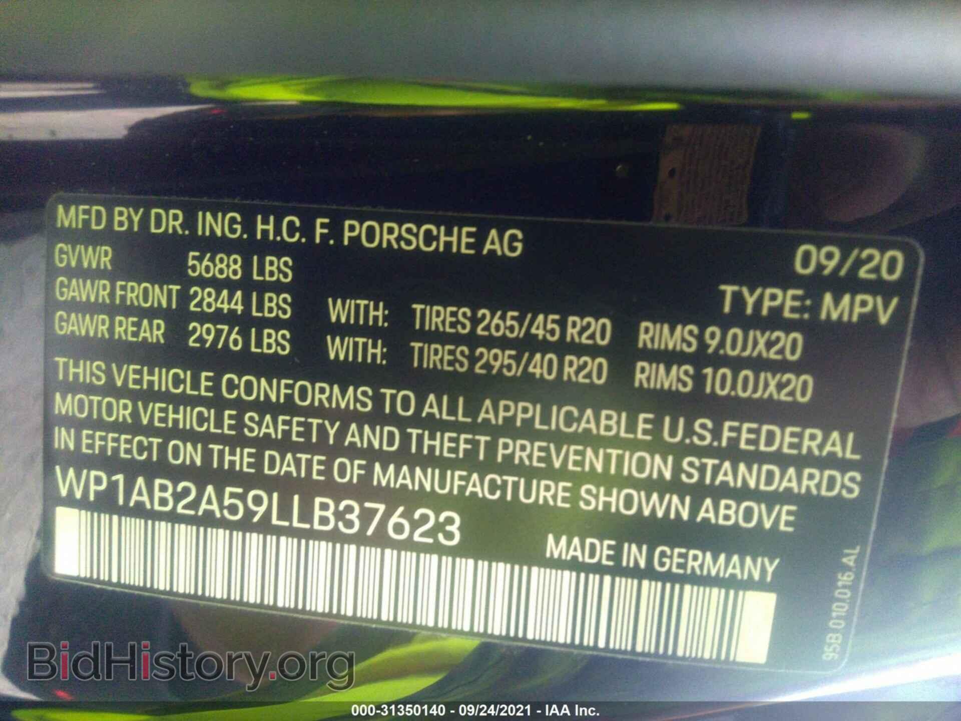 2020 PORSCHE MACAN - VIN: WP1AB2A59LLB37623 - Photo 9