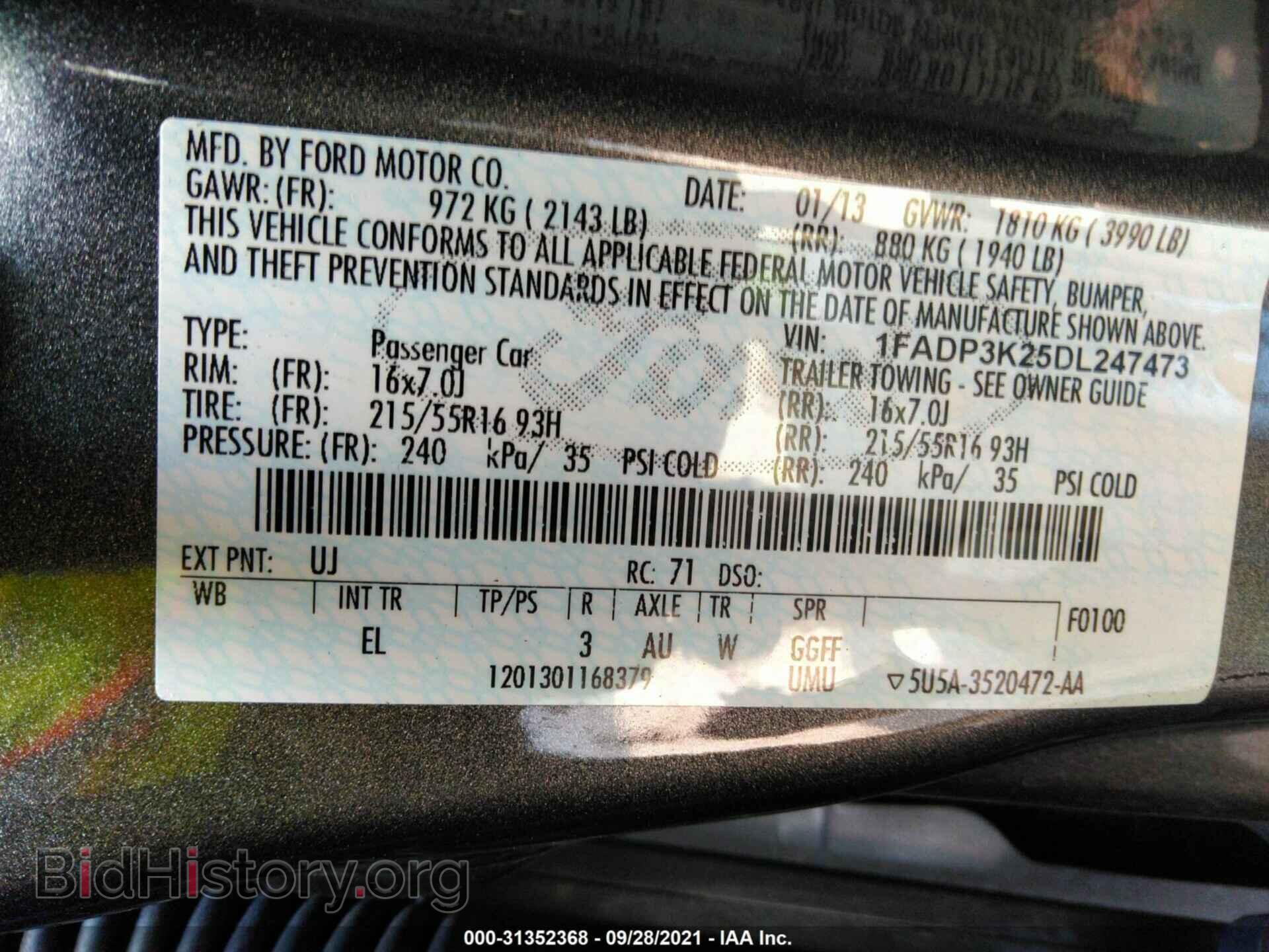 2013 FORD FOCUS - VIN: 1FADP3K25DL247473 - Фото 9