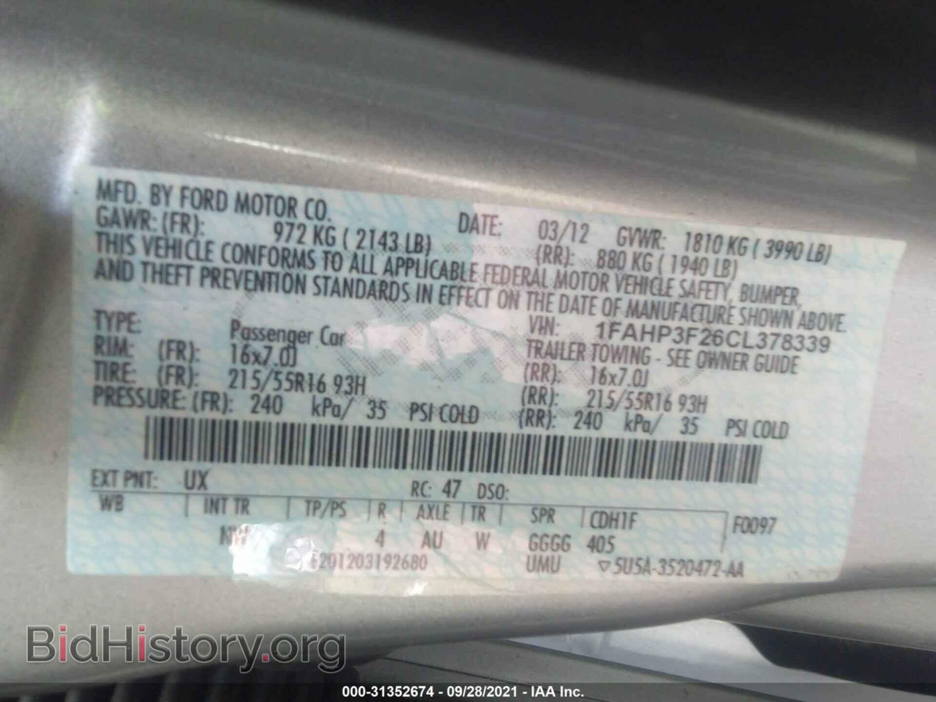 2012 FORD FOCUS - VIN: 1FAHP3F26CL378339 - Фото 9