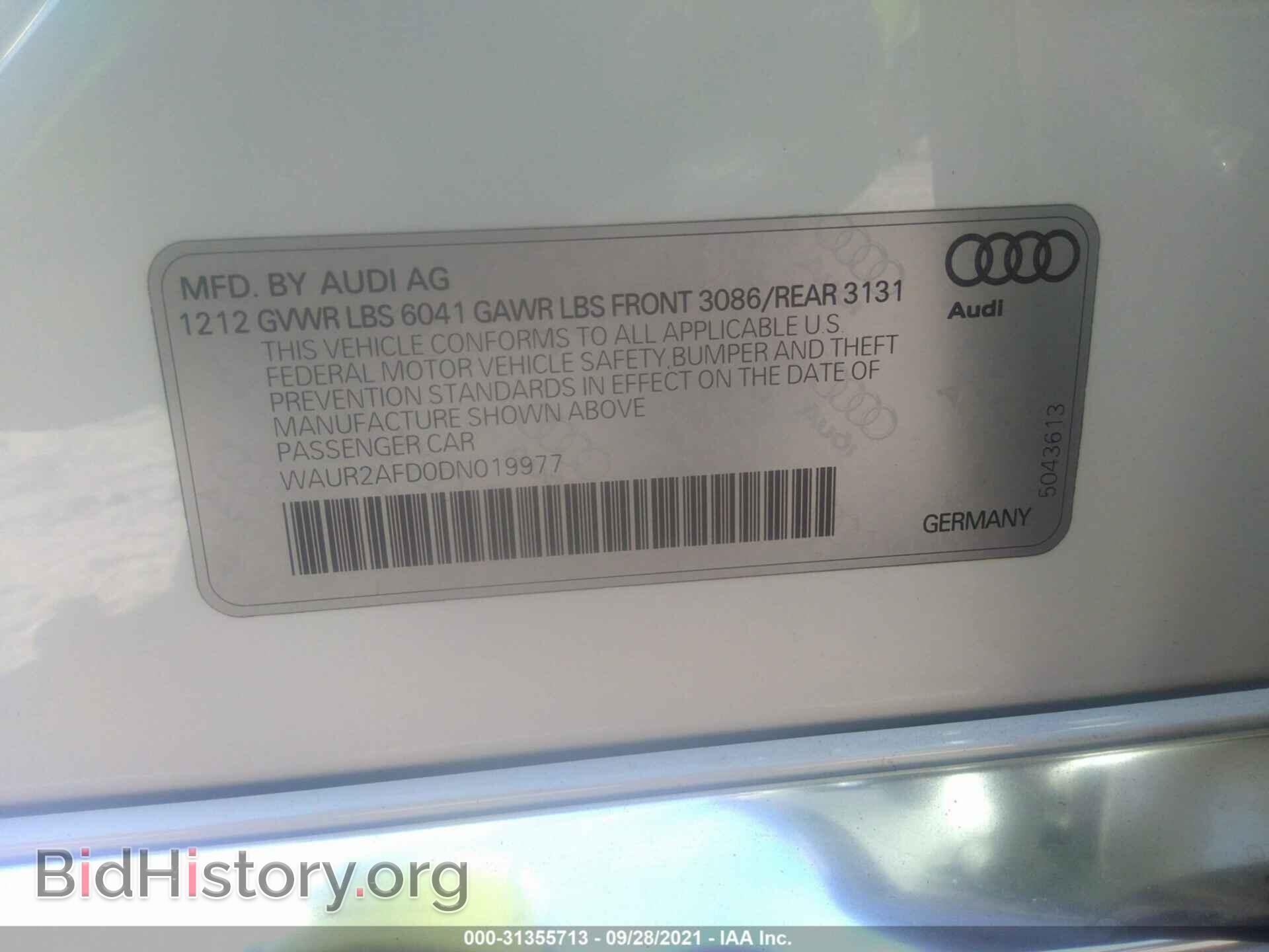 2013 AUDI A8 L - VIN: WAUR2AFD0DN019977 - Фото 9