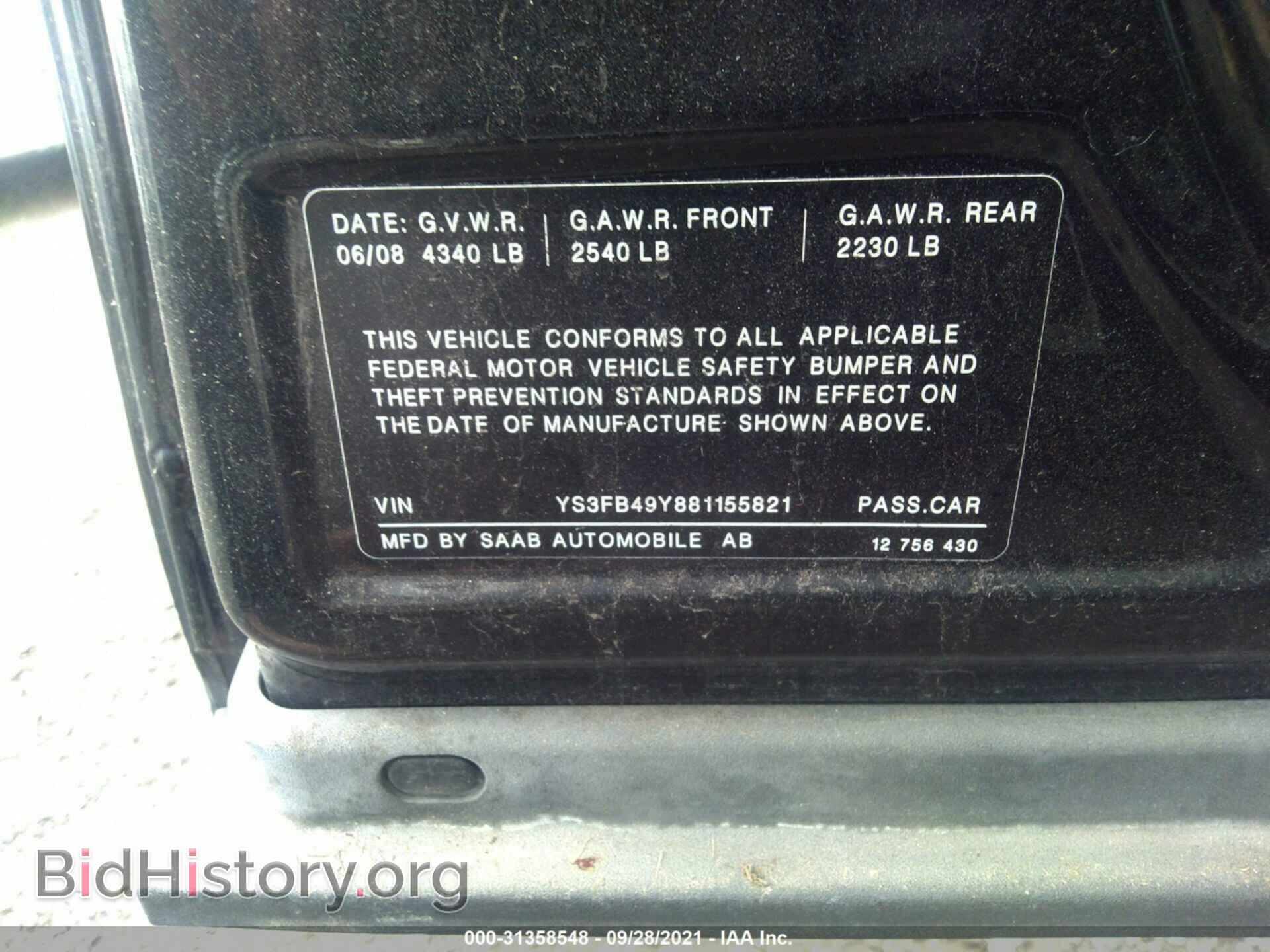 2008 SAAB 9-3 - VIN: YS3FB49Y881155821 - Photo 9