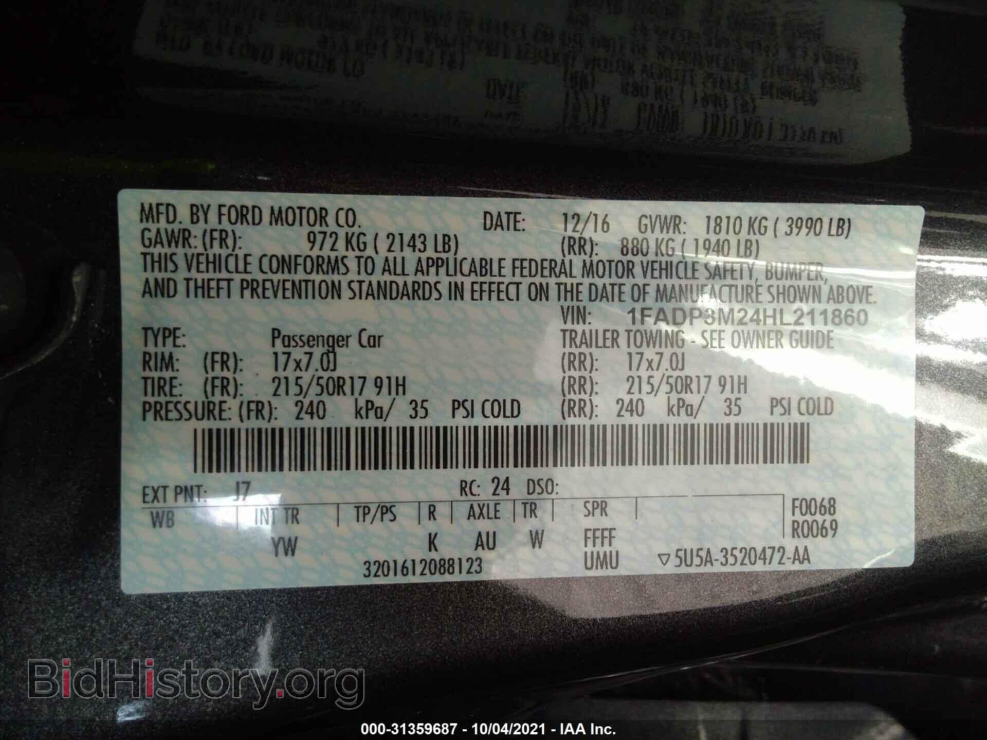 2017 FORD FOCUS - VIN: 1FADP3M24HL211860 - Photo 9