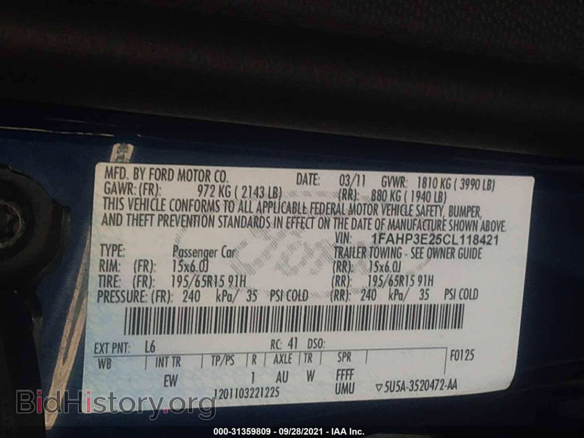 2012 FORD FOCUS - VIN: 1FAHP3E25CL118421 - Photo 9