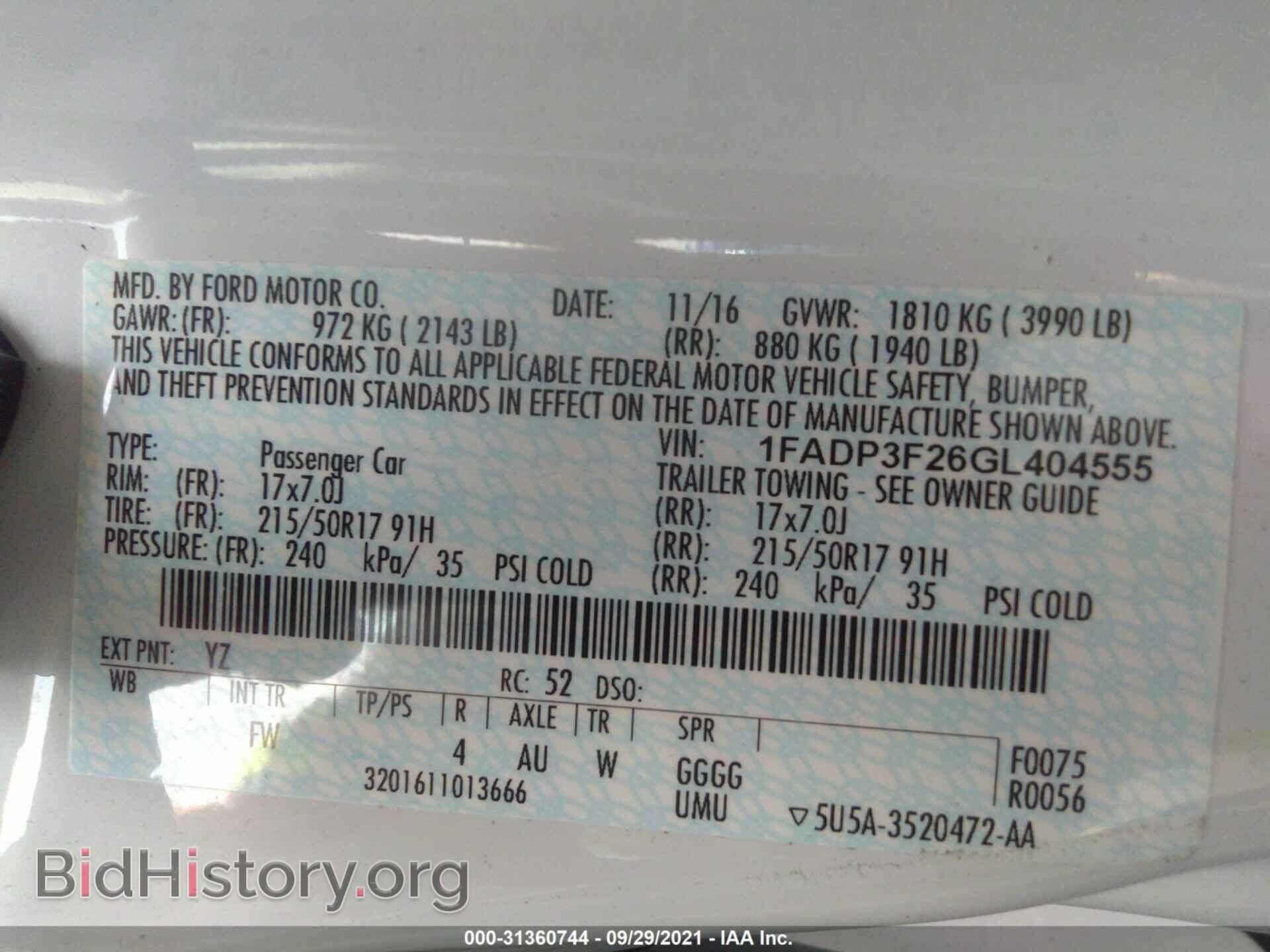 2016 FORD FOCUS - VIN: 1FADP3F26GL404555 - Фото 9