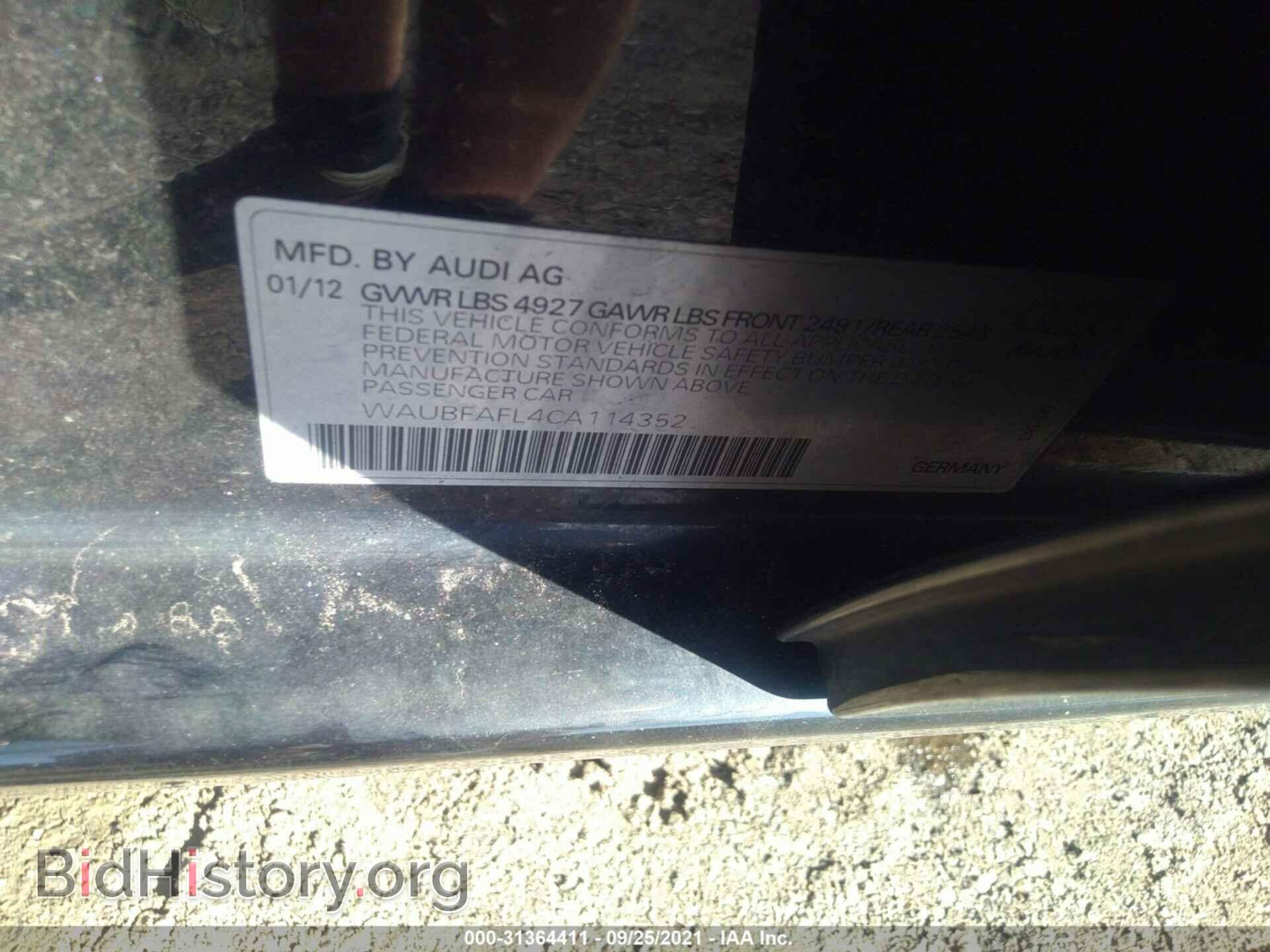 2012 AUDI A4 - VIN: WAUBFAFL4CA114352 - Фото 9