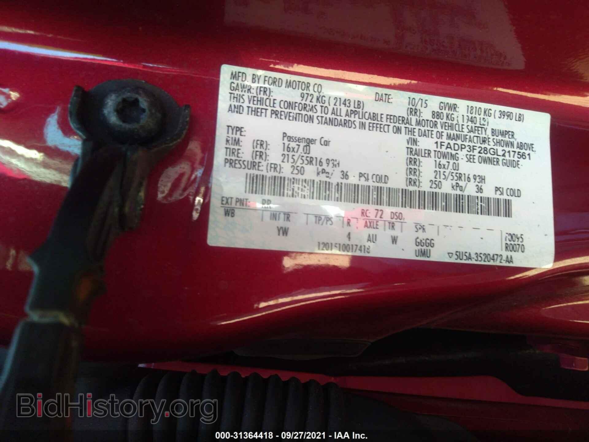 2016 FORD FOCUS - VIN: 1FADP3F28GL217561 - Фото 9