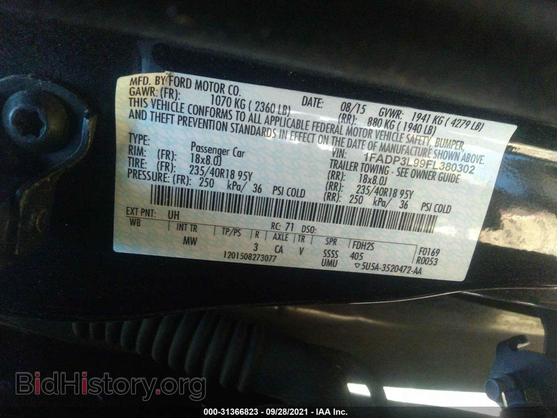 2015 FORD FOCUS - VIN: 1FADP3L99FL380302 - Фото 9