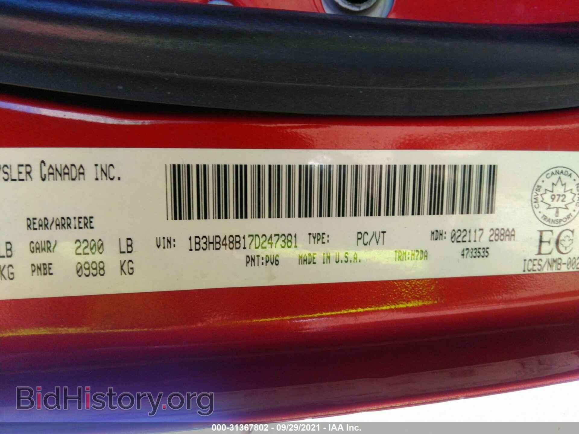 2007 DODGE CALIBER - VIN: 1B3HB48B17D247381 - Photo 9