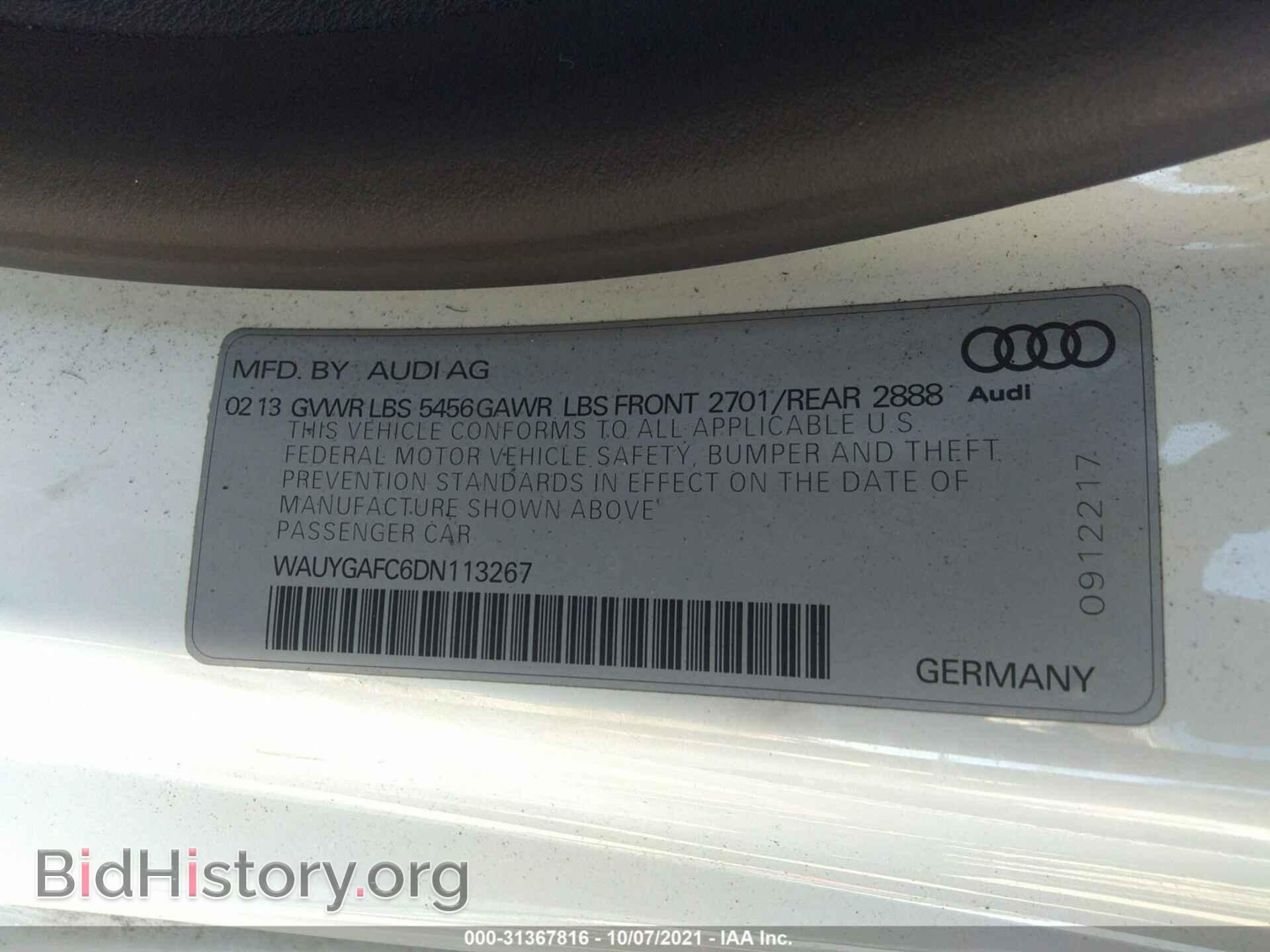 2013 AUDI A7 - VIN: WAUYGAFC6DN113267 - Фото 9