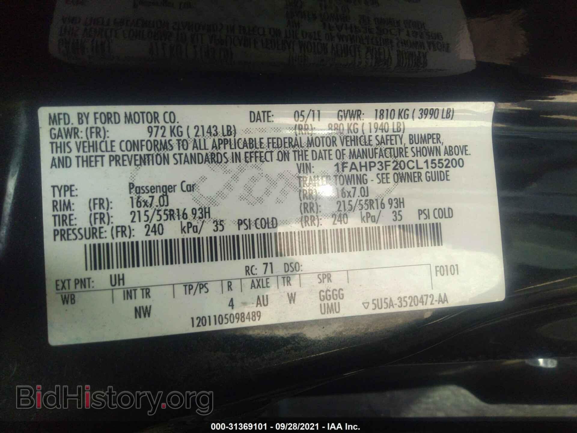 2012 FORD FOCUS - VIN: 1FAHP3F20CL155200 - Фото 9
