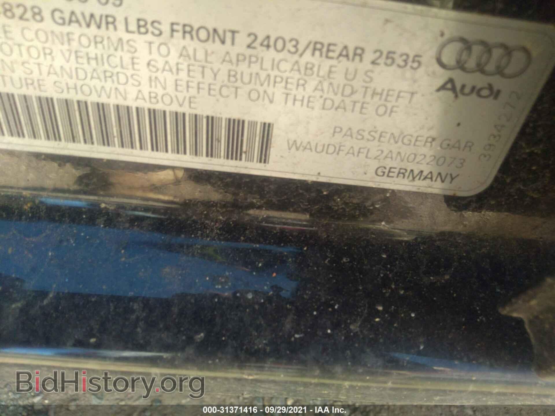 2010 AUDI A4 - VIN: WAUDFAFL2AN022073 - Фото 9