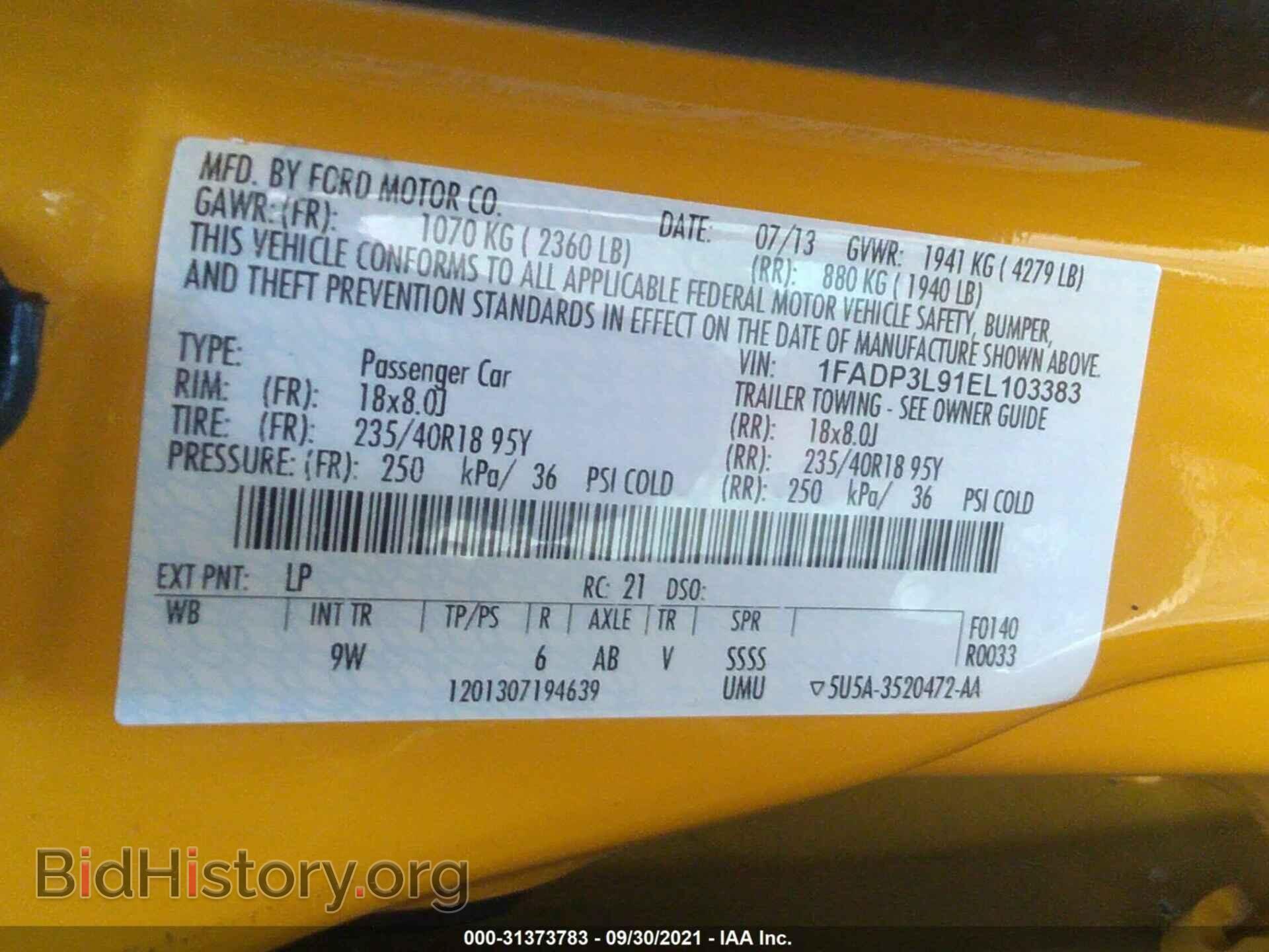 2014 FORD FOCUS - VIN: 1FADP3L91EL103383 - Фото 9
