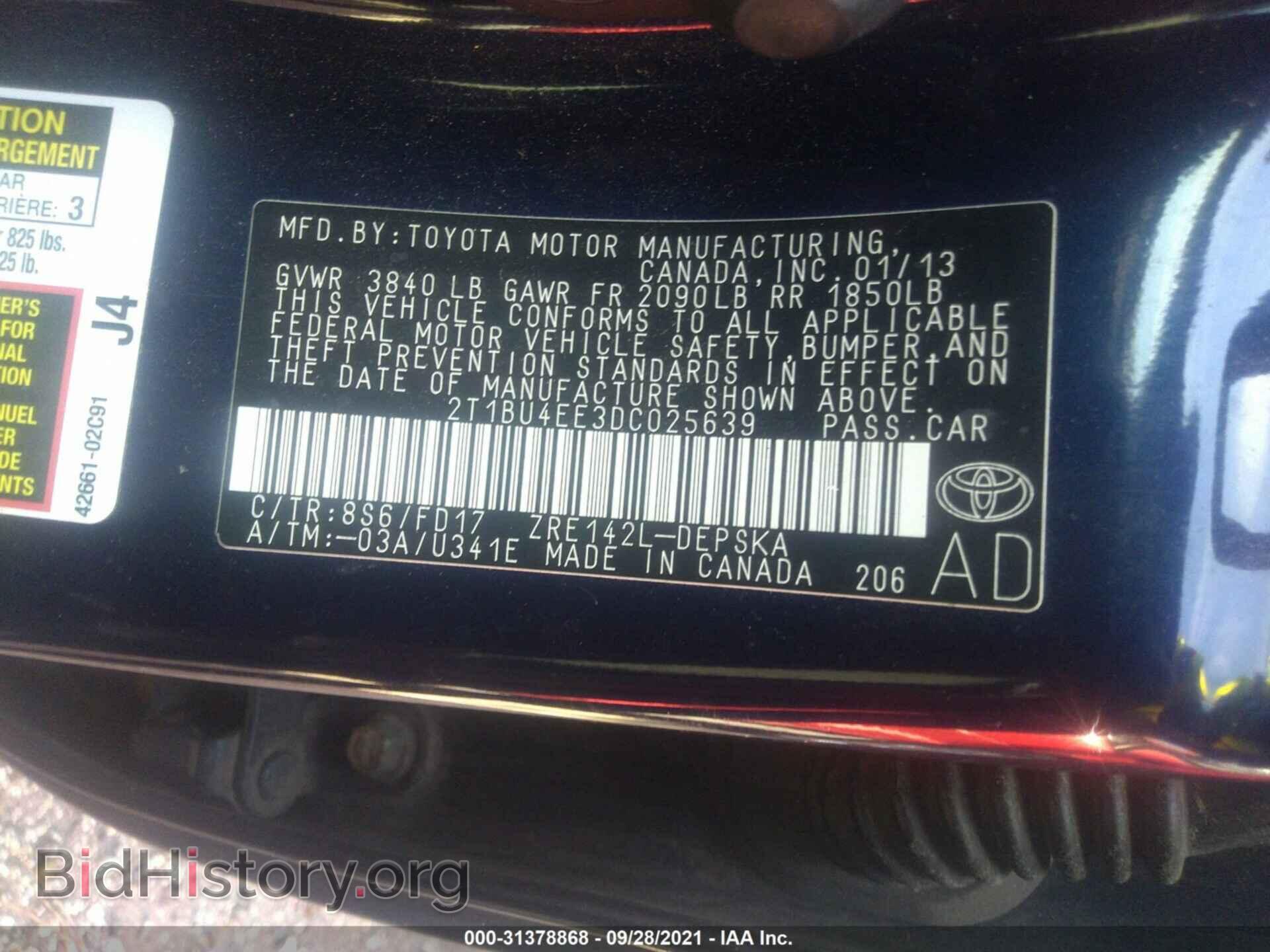 2013 TOYOTA COROLLA - VIN: 2T1BU4EE3DC025639 - Фото 9