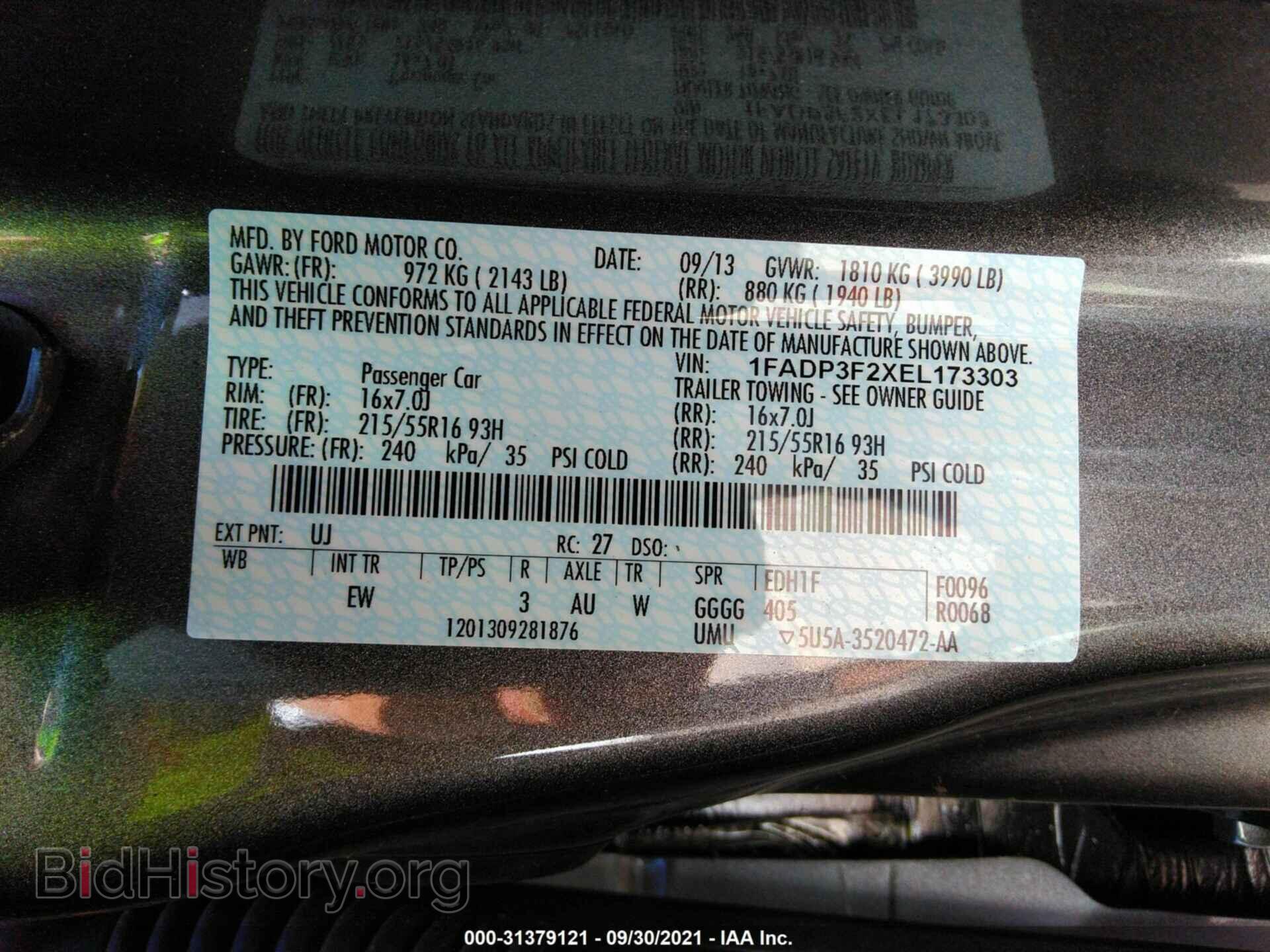 2014 FORD FOCUS - VIN: 1FADP3F2XEL173303 - Фото 9