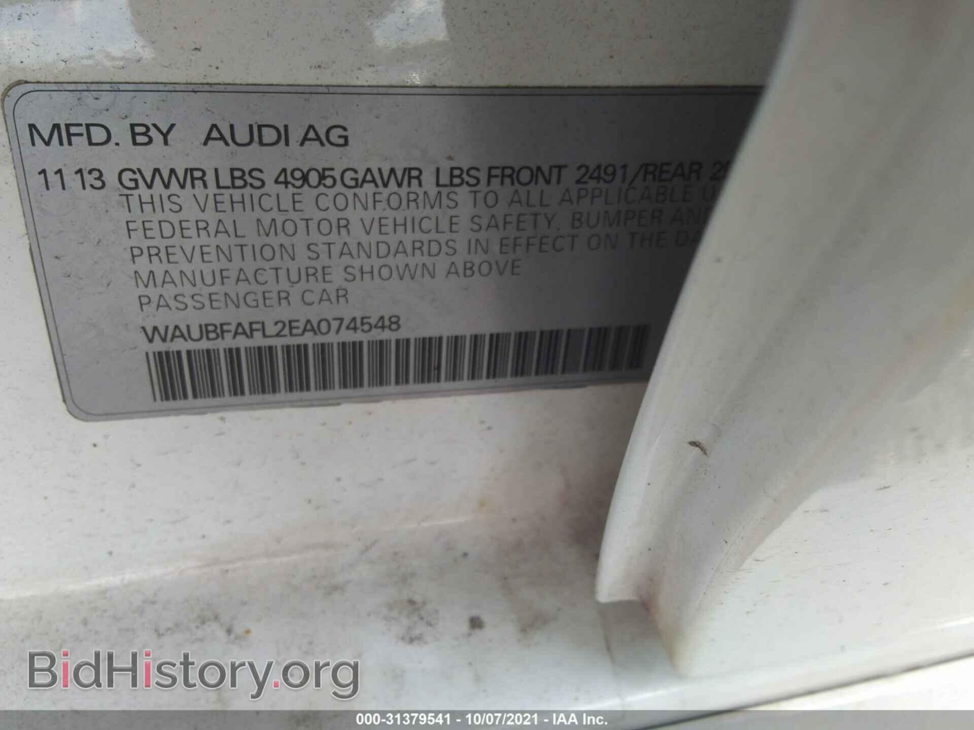 2014 AUDI A4 - VIN: WAUBFAFL2EA074548 - Фото 9
