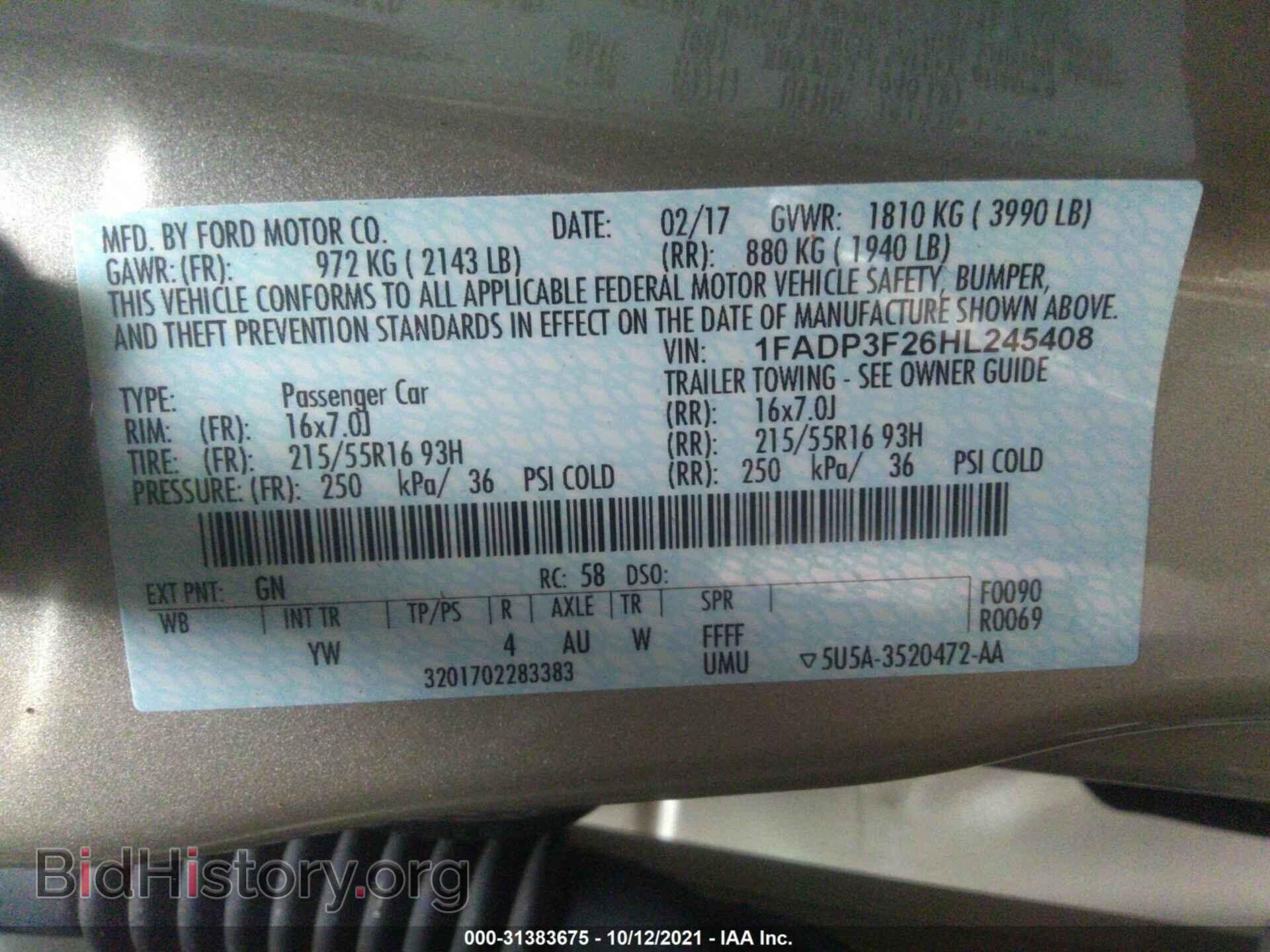 2017 FORD FOCUS - VIN: 1FADP3F26HL245408 - Photo 9