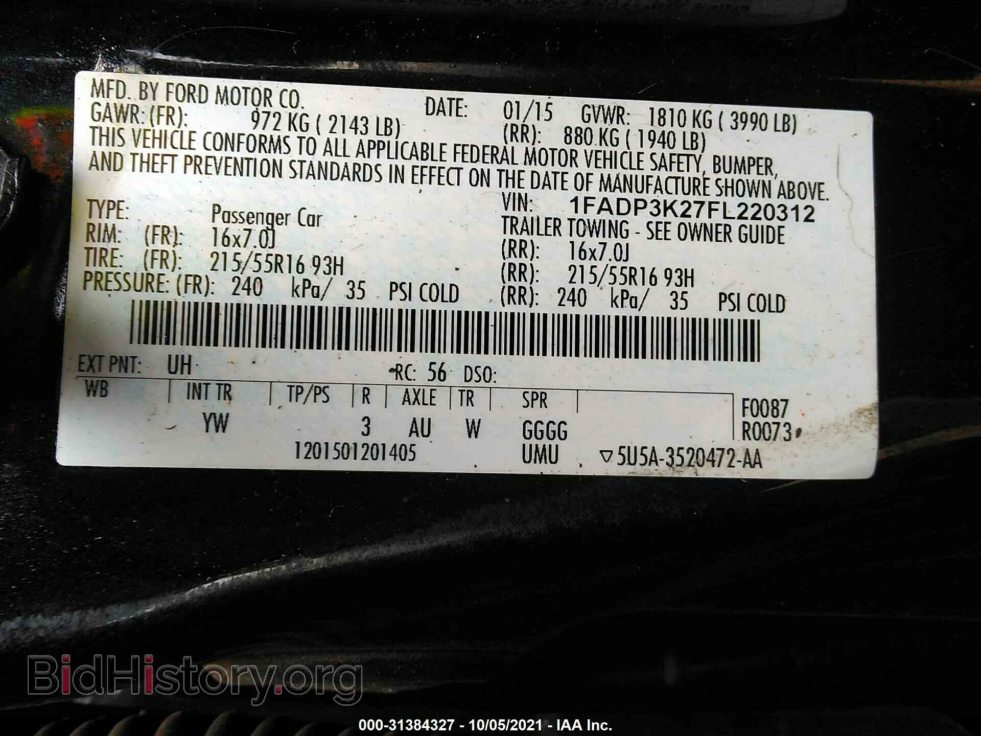 2015 FORD FOCUS - VIN: 1FADP3K27FL220312 - Фото 9