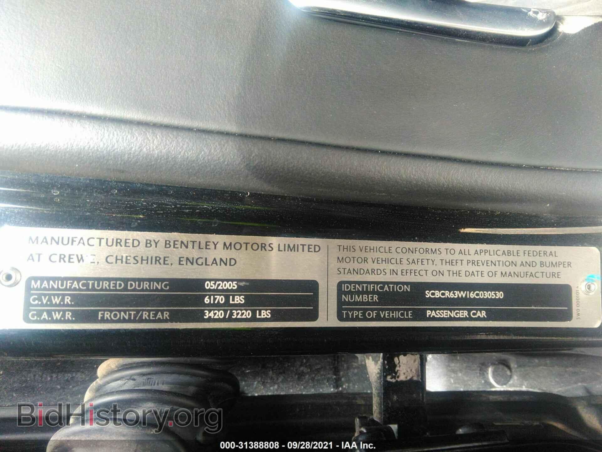 2006 BENTLEY CONTINENTAL GT - VIN: SCBCR63W16C030530 - Фото 9