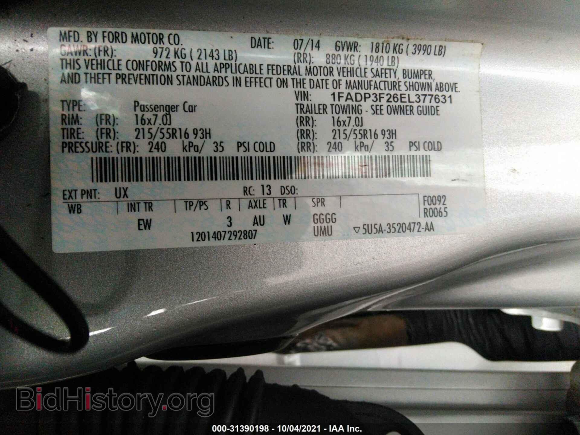 2014 FORD FOCUS - VIN: 1FADP3F26EL377631 - Photo 9