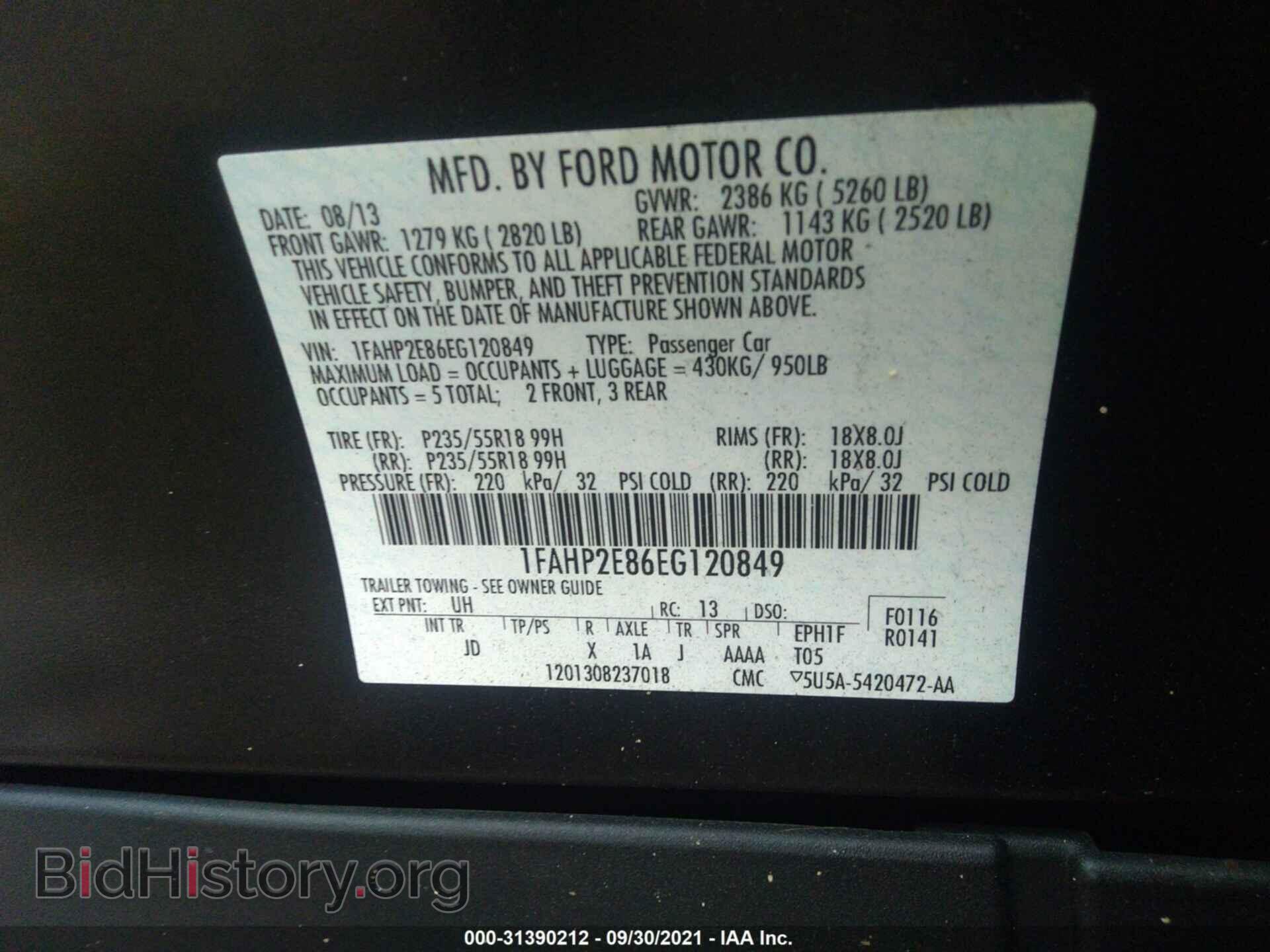 2014 FORD TAURUS - VIN: 1FAHP2E86EG120849 - Photo 9