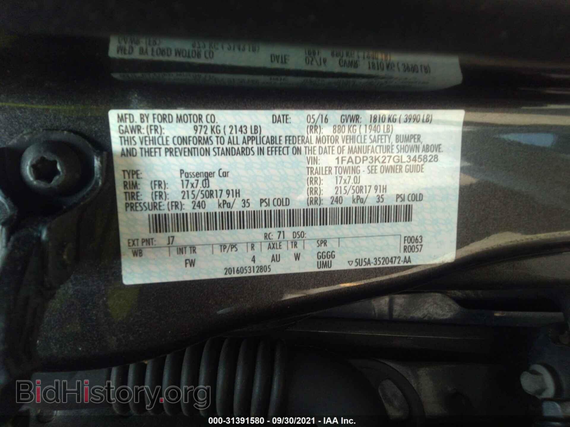 2016 FORD FOCUS - VIN: 1FADP3K27GL345828 - Фото 9