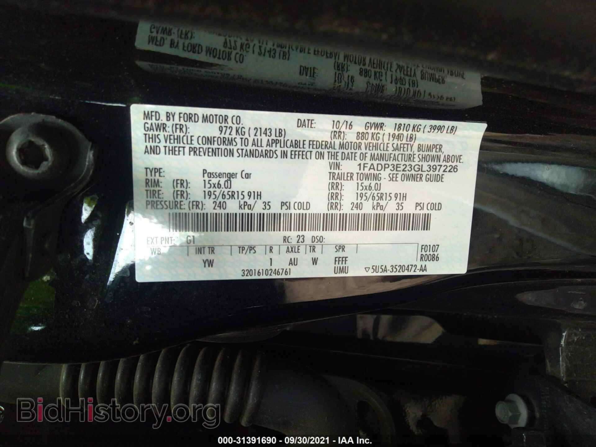 2016 FORD FOCUS - VIN: 1FADP3E23GL397226 - Фото 9