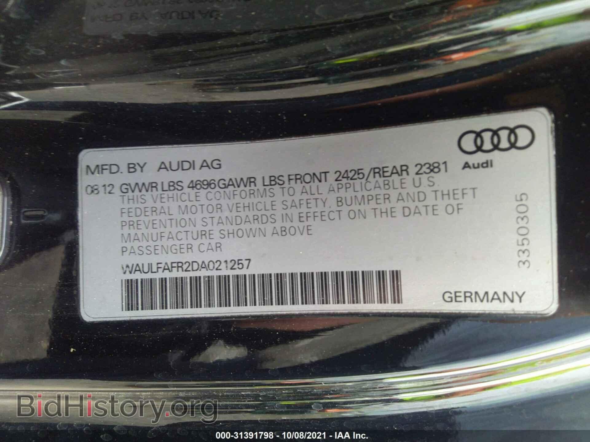2013 AUDI A5 - VIN: WAULFAFR2DA021257 - Фото 9