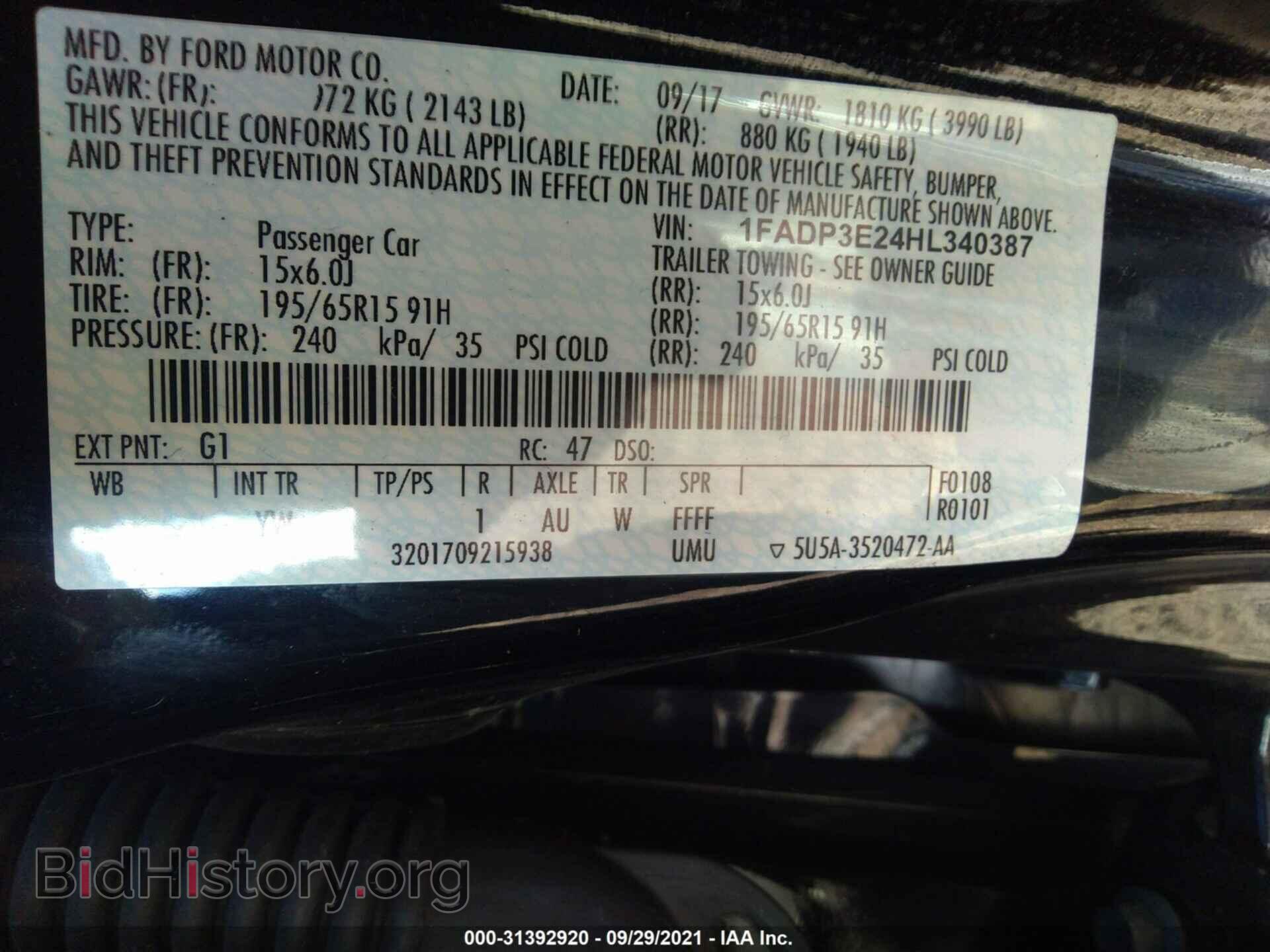 2017 FORD FOCUS - VIN: 1FADP3E24HL340387 - Photo 9