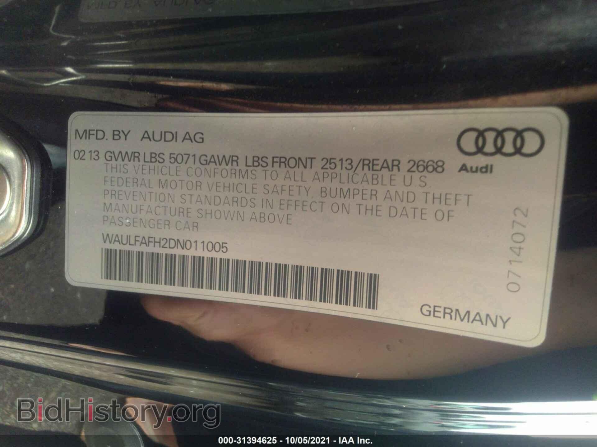 2013 AUDI A5 - VIN: WAULFAFH2DN011005 - Photo 9